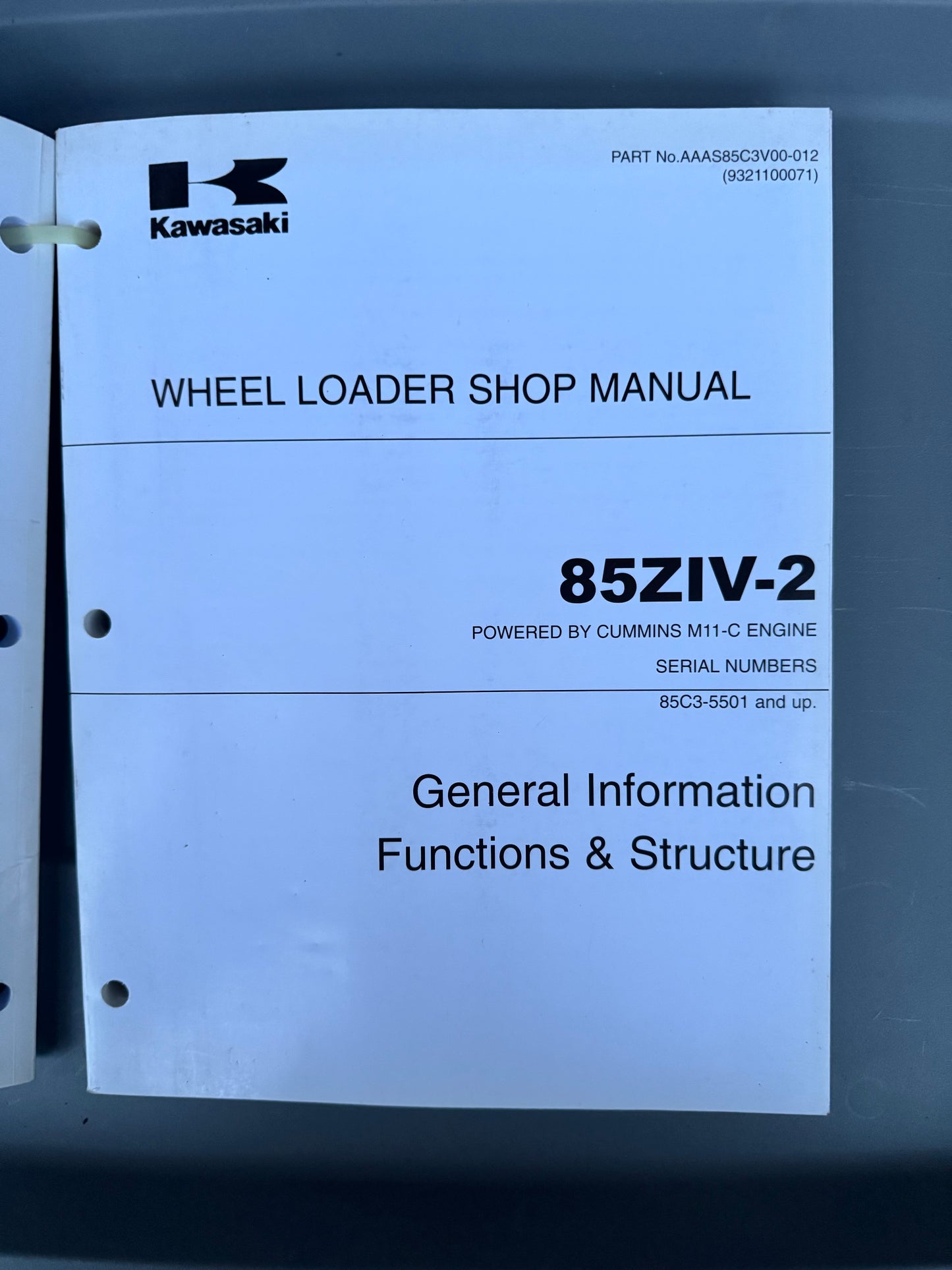 Kawasaki _ 85ZIV-2 Wheel Loader _ General Information Shop Manual