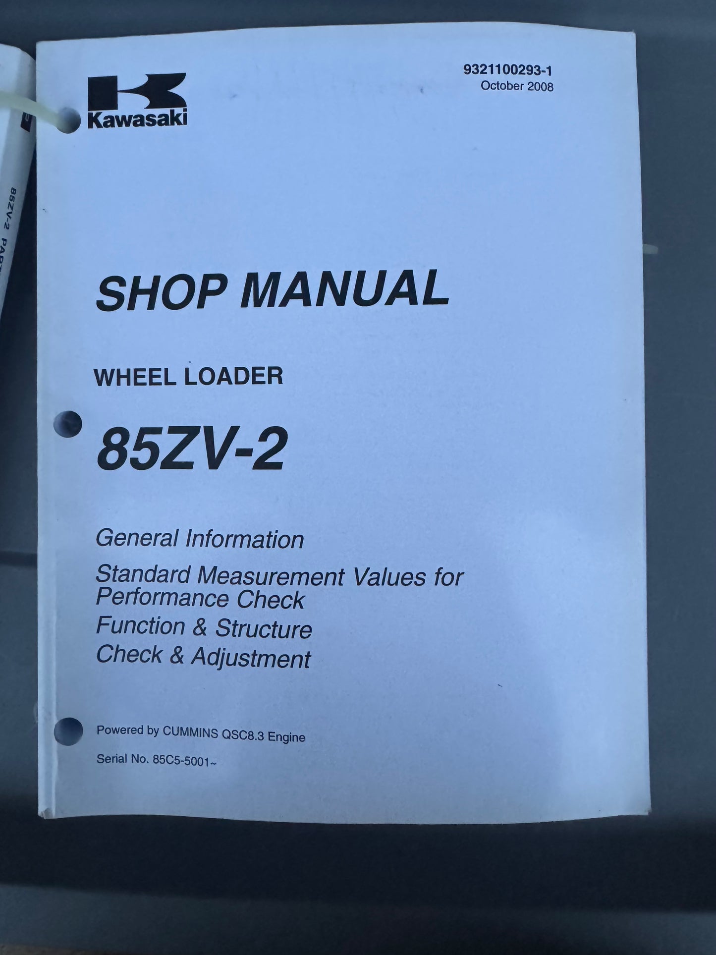 Kawasaki _ 85ZV-2 Wheel Loader _ General Information Shop Manual Oct 2008