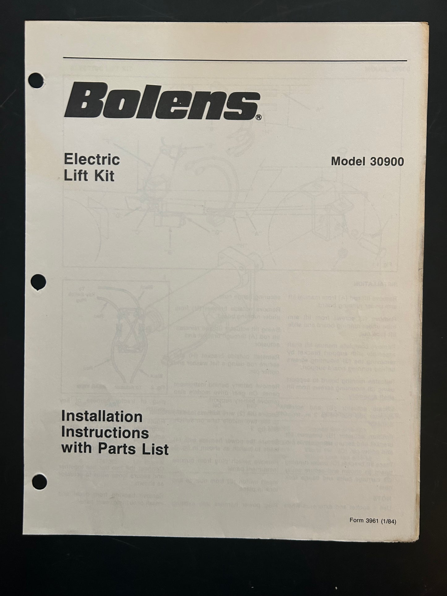 Bolens _ Hydraulic Lift Kit model 18327 _ Parts