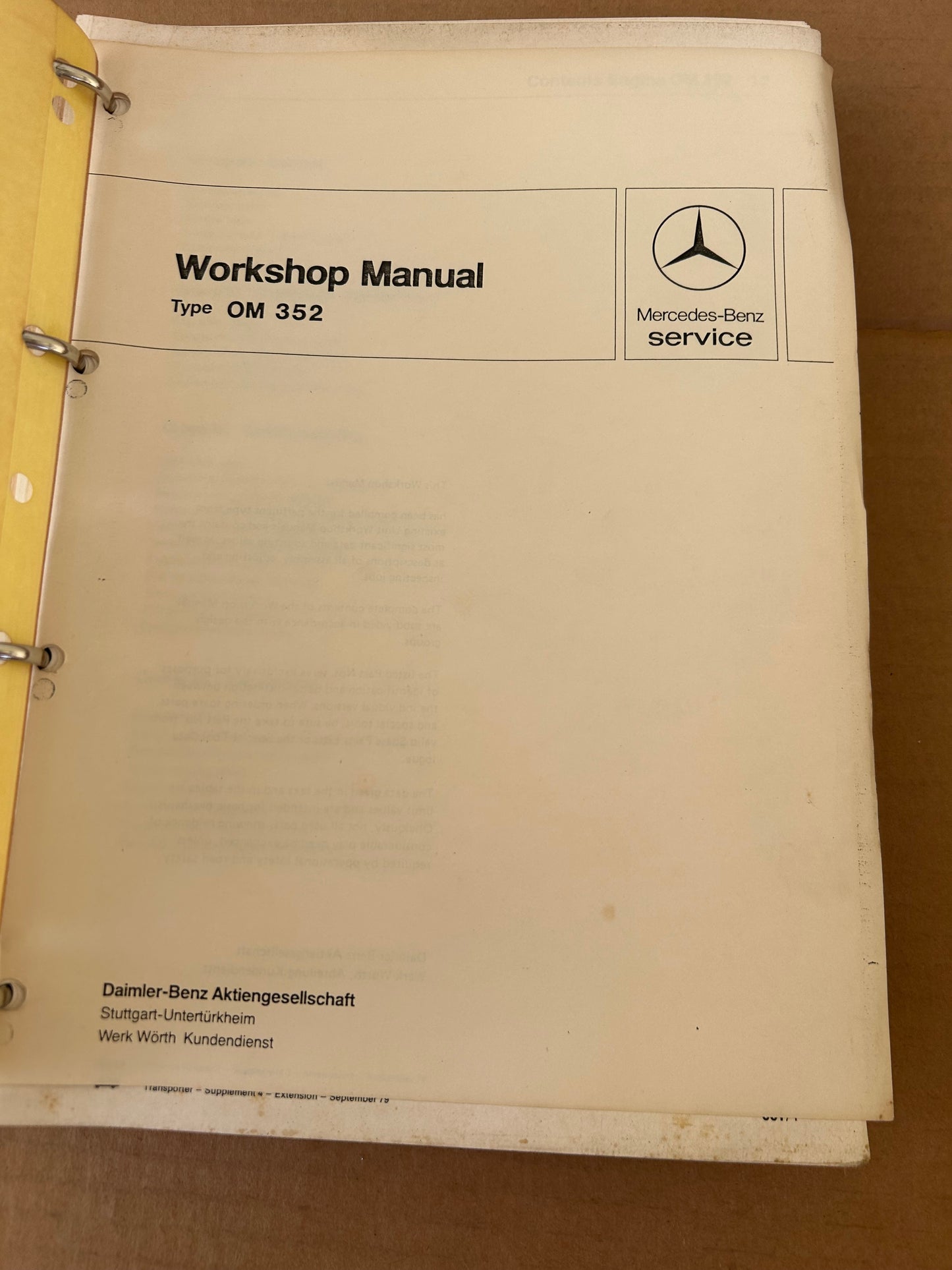 Mercedes-Benz _ OM 352, 352 A, 362 LA & OM 420 _ Workshop Manual