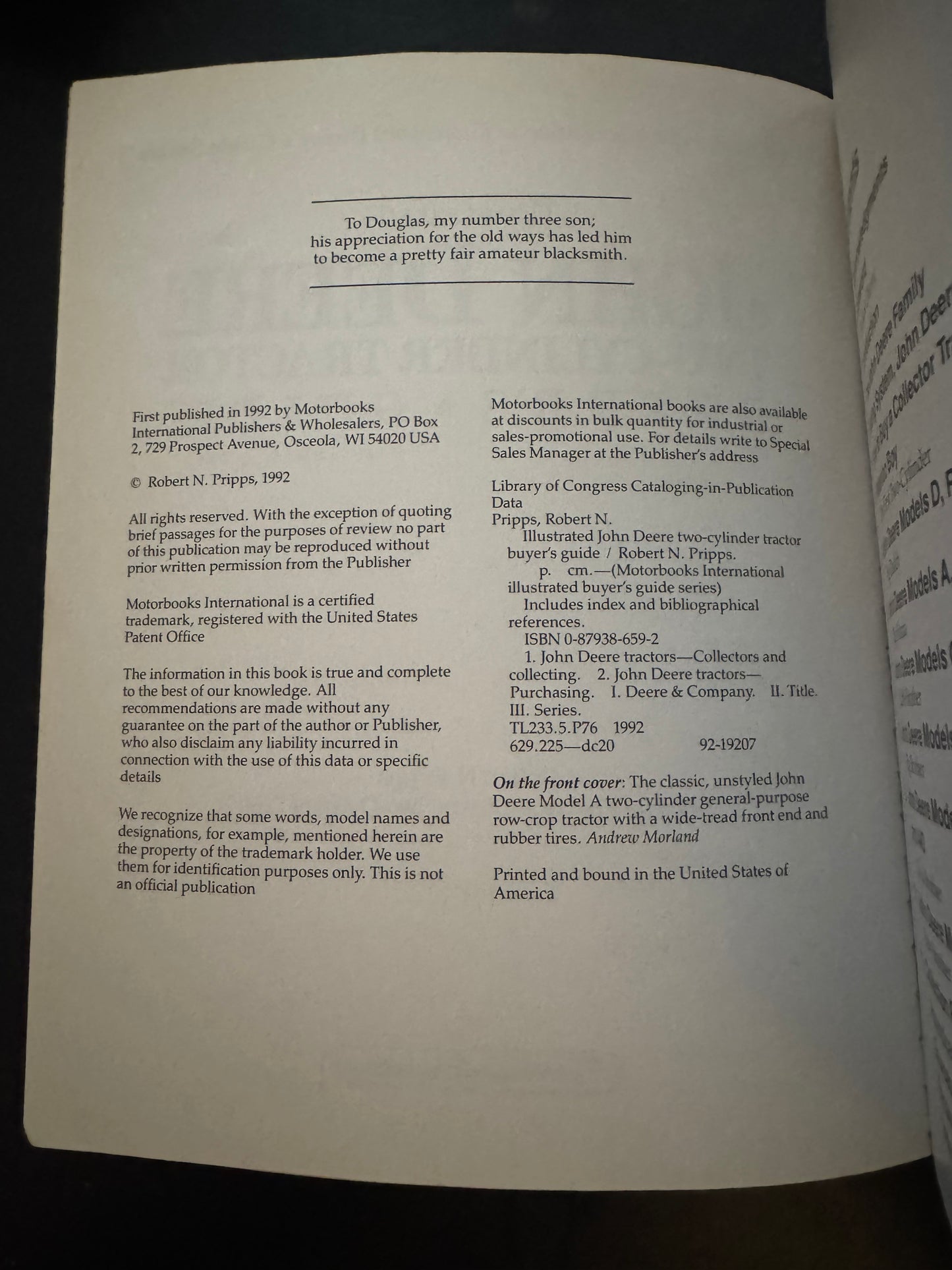 Illustrated John Deere Two-Cylinder Tractor Buyer’s Guide by Robert N. Pripps Foreword by Jack Cherry, Two-Cylinder Club