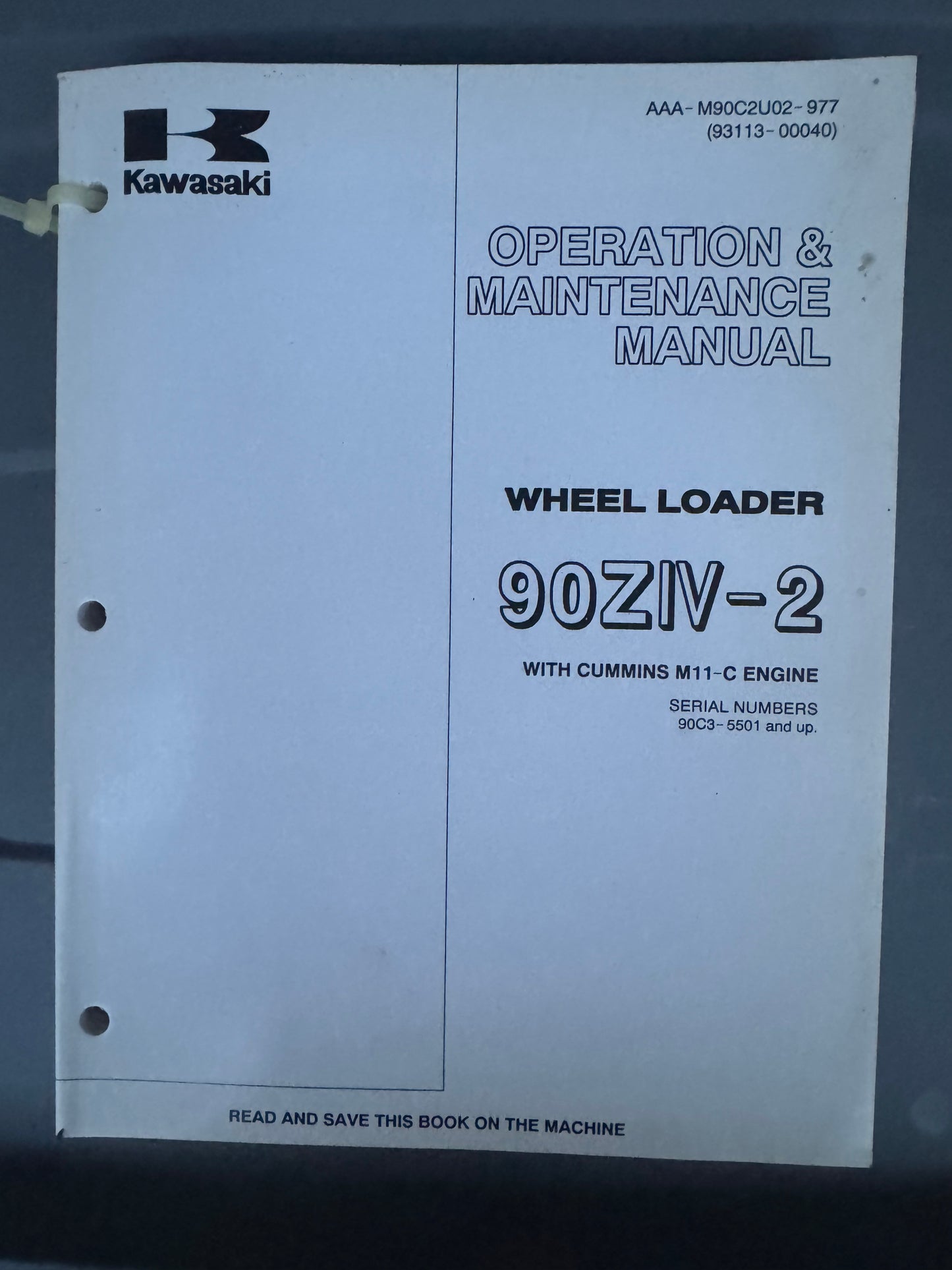 Kawasaki _ Wheel Loader 90ZIV-2 93113-00040 _ Operation & Maintenance Manual
