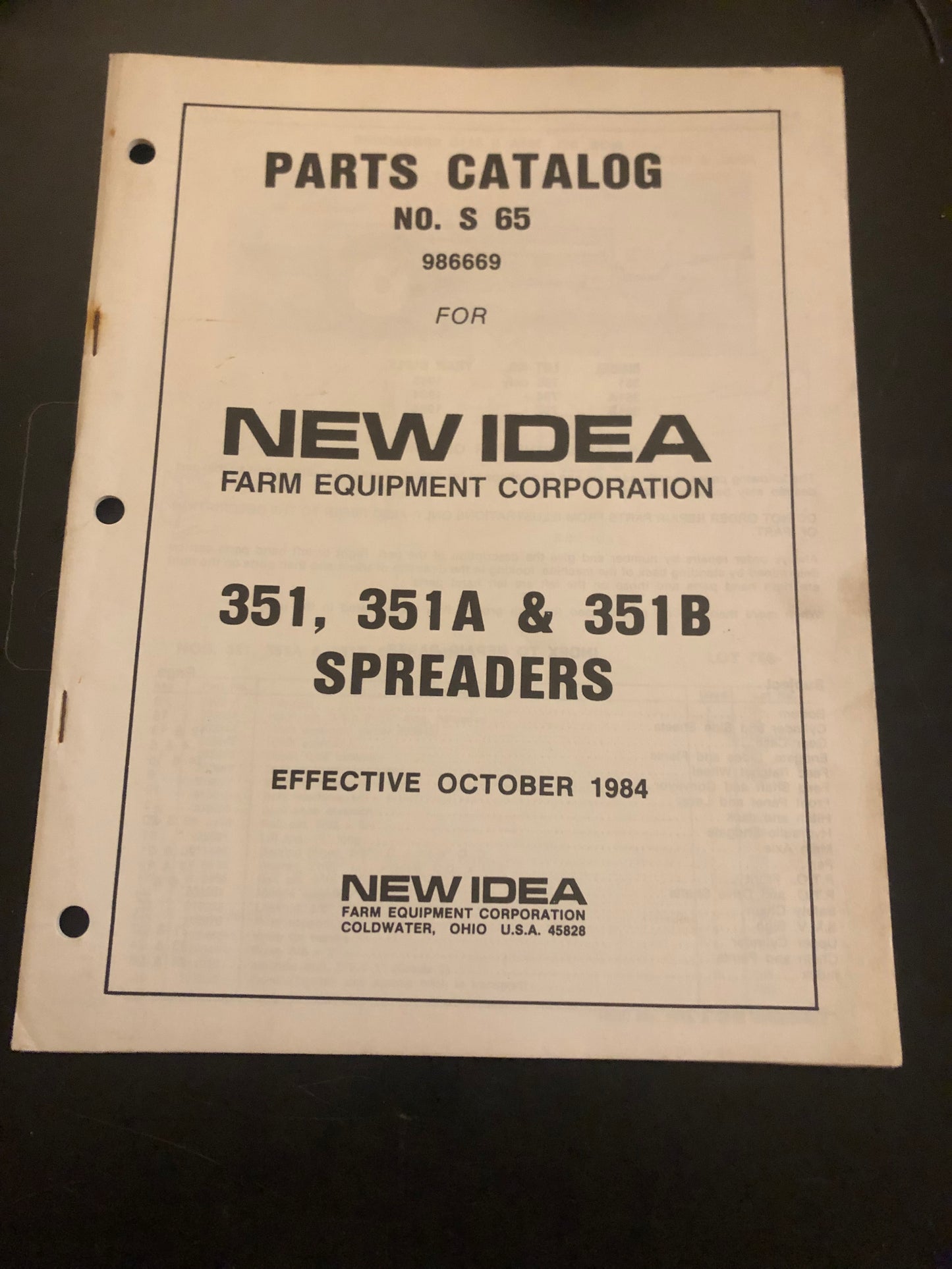 New Idea _ 351, 351A & 351B Spreaders _ Parts Catalog