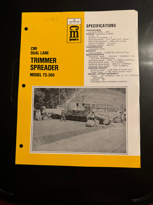 CMI _ Dual Lane Autograde Trimmer Spreader model TS-300 Specs