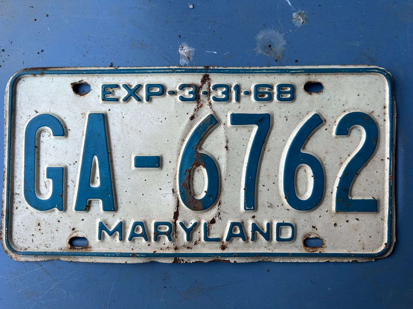 Vintage License Plate - Maryland 1968 exp