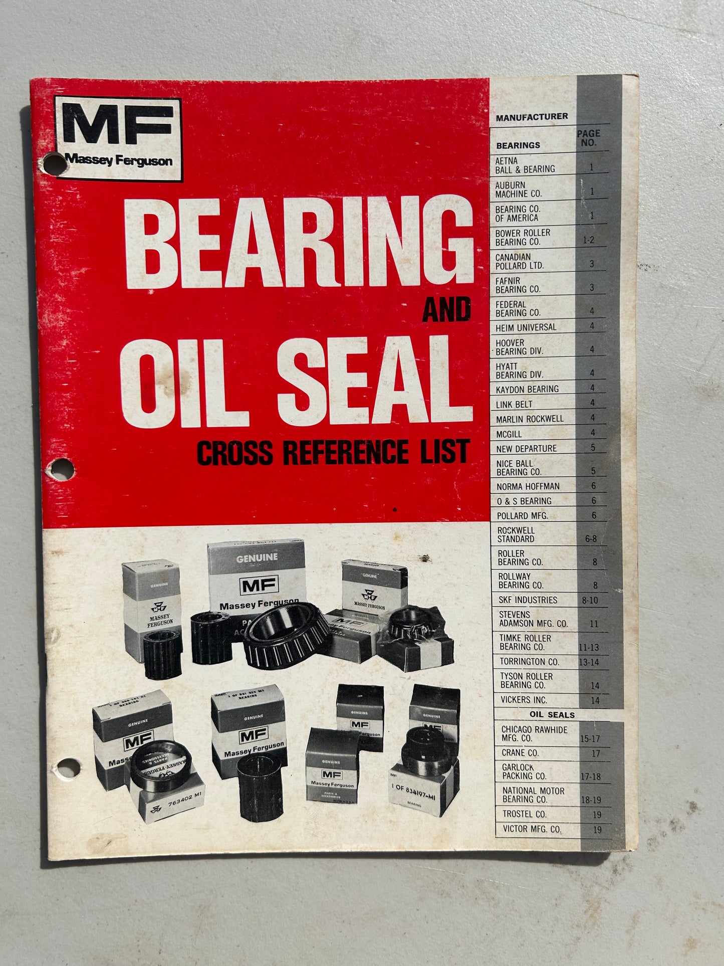 Massey Ferguson Bearing & Oil Seal _ Cross Reference List