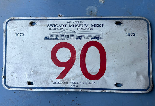 Used/Vintage License Plate - 1972 Swigart Museum Meet Participant Plate