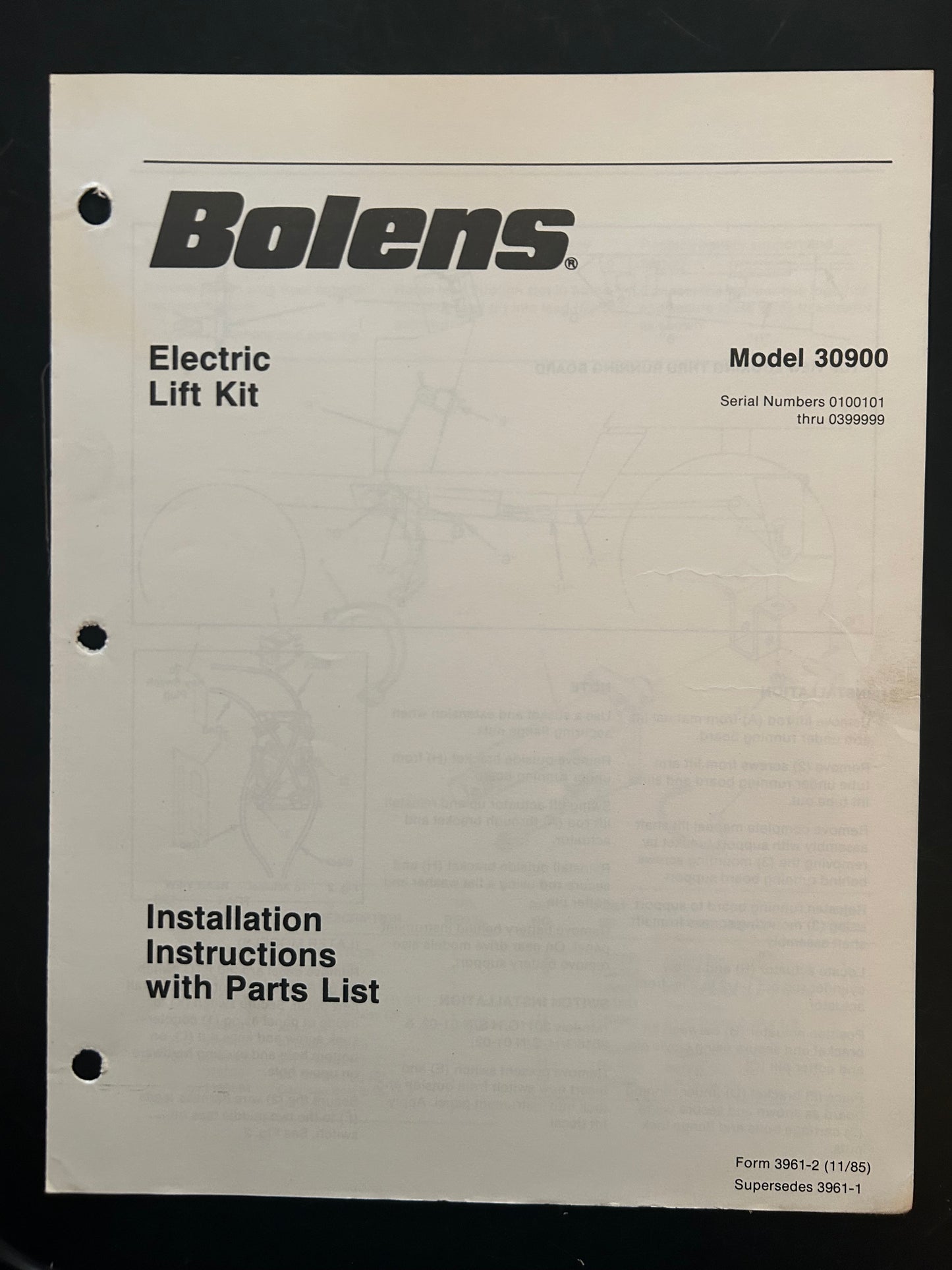 Bolens _ Hydraulic Lift Kit model 18327 _ Parts