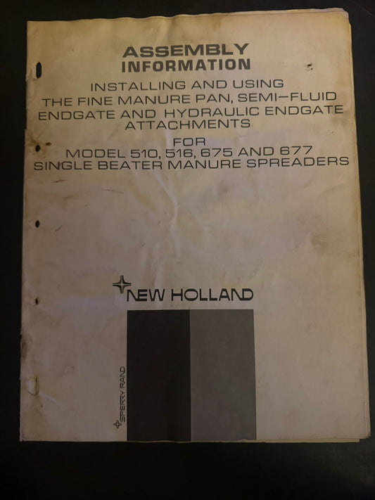 Sperry - New Holland _ MODEL 510, 516, 675 & 677 Single Beater Manure Spreader _ Assembly Information