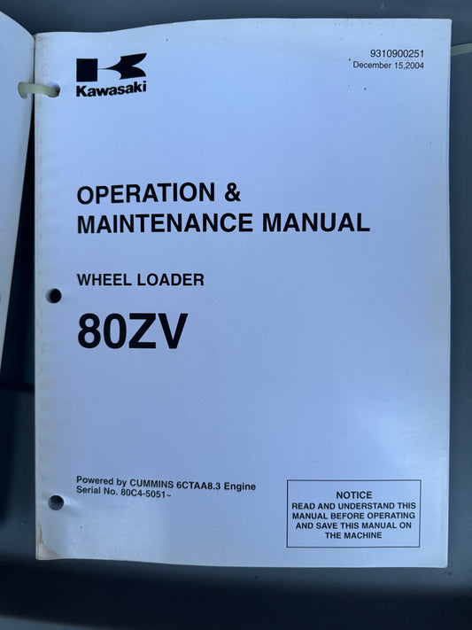 Kawasaki _ 80ZV Wheel Loader _ Operation & Maintenance Manual