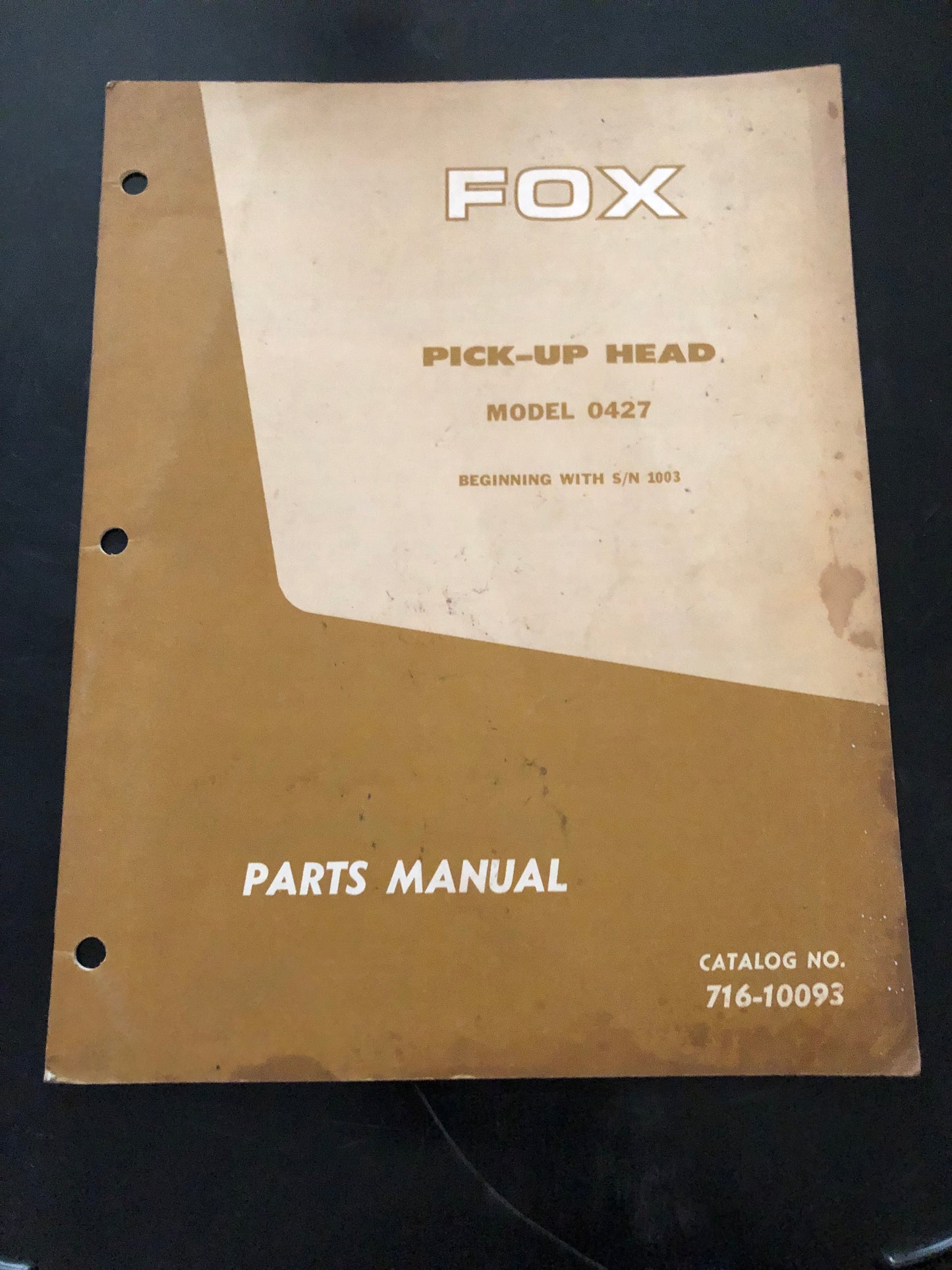 Fox _ Pick-up Head model 427 _ Parts Manual no 716-10093