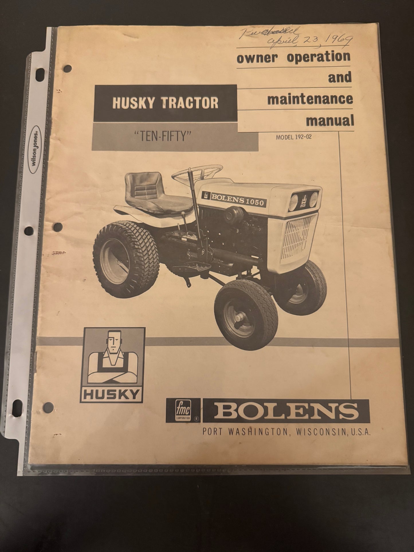 Bolens _ Husky “Ten Fifty” (1050) model 192-02 _ Owner Operation & Maintenance Manual