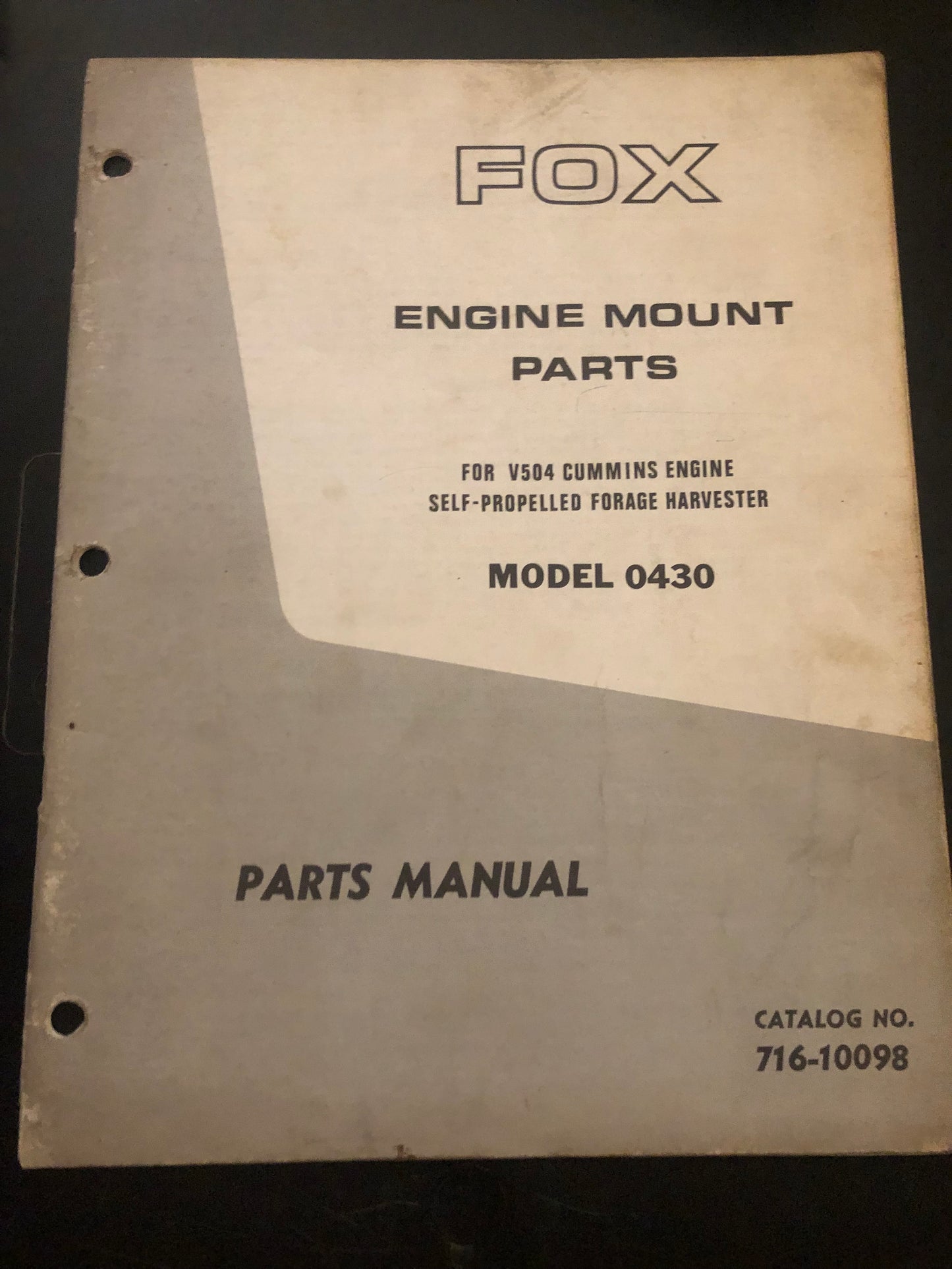 Fox _ Engine Mount Parts model 430 _ Parts Manual catalog no 716-10098