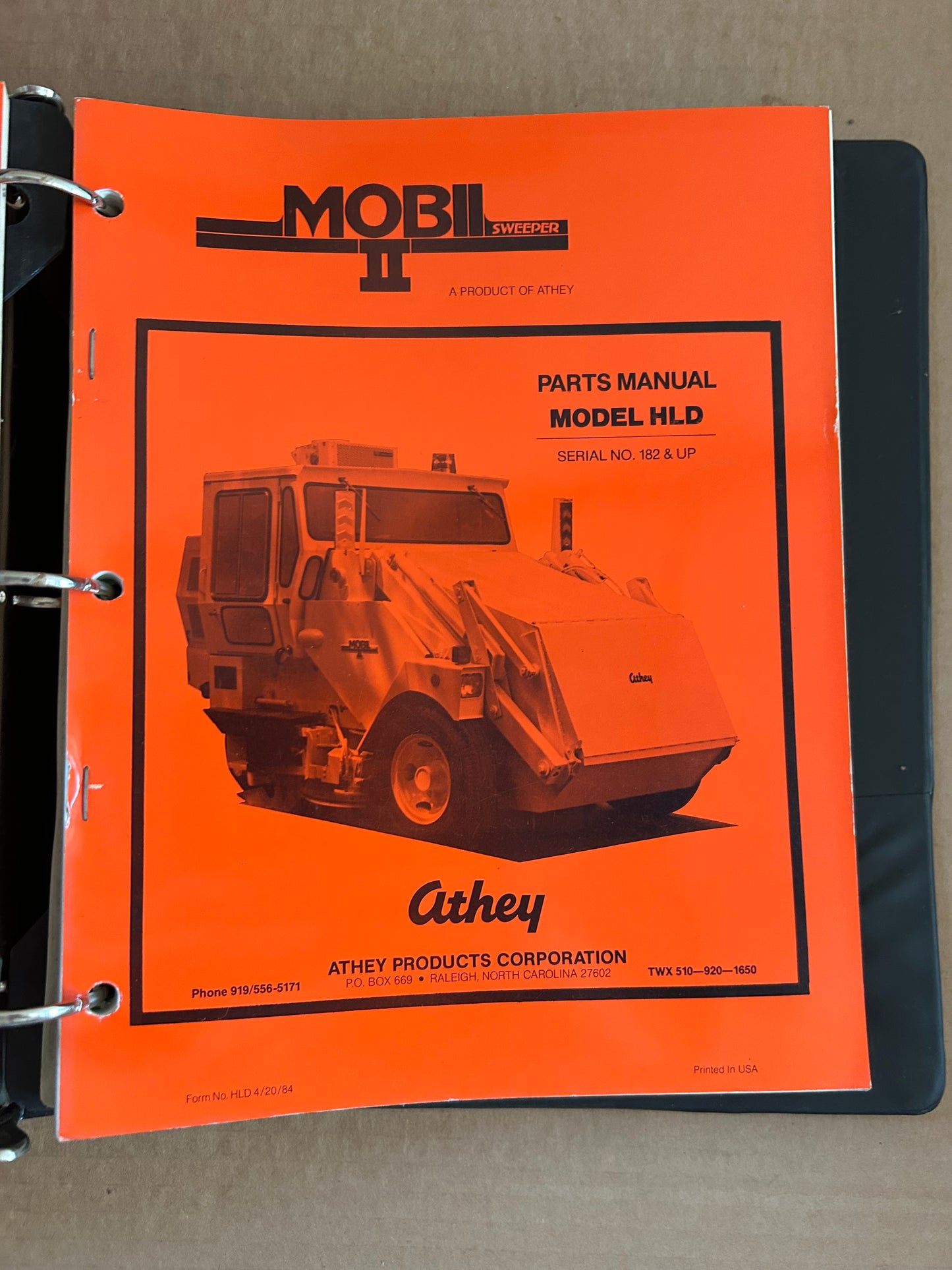Athey _ model HLD Street Sweeper Manuals Binder