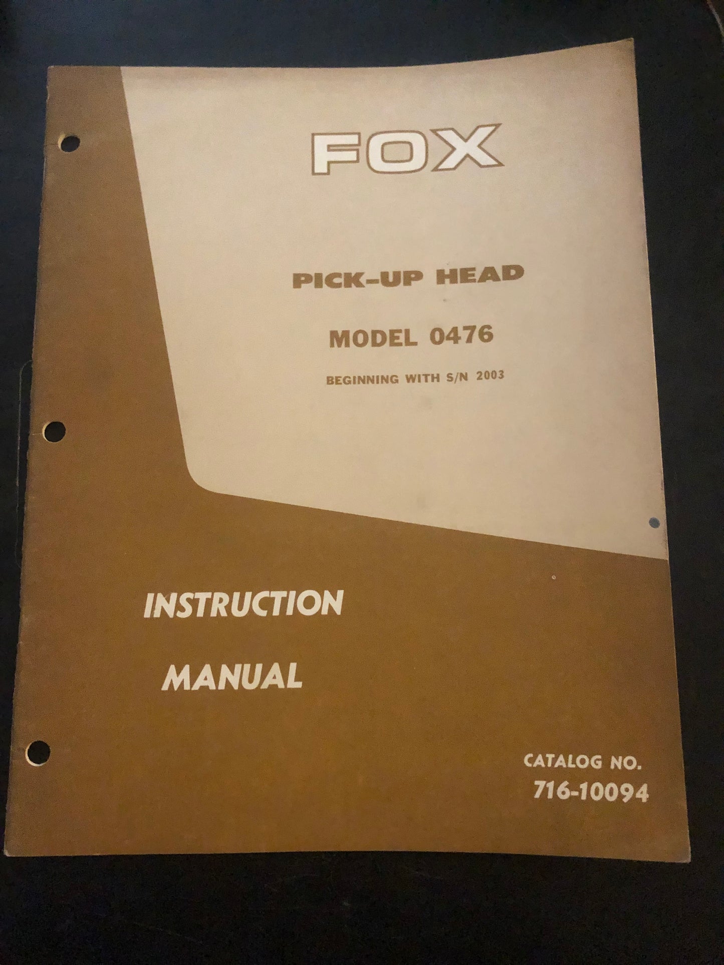 Fox _ Pick-up head model 476 _ Instruction Manual no 716-10094