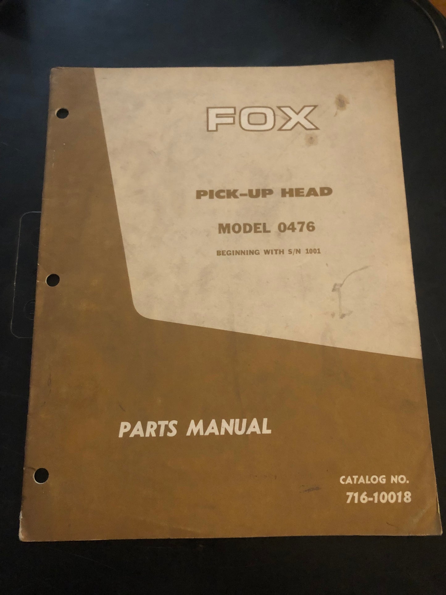 Fox _ pick up head model 476 _ parts Manual no 716-10018
