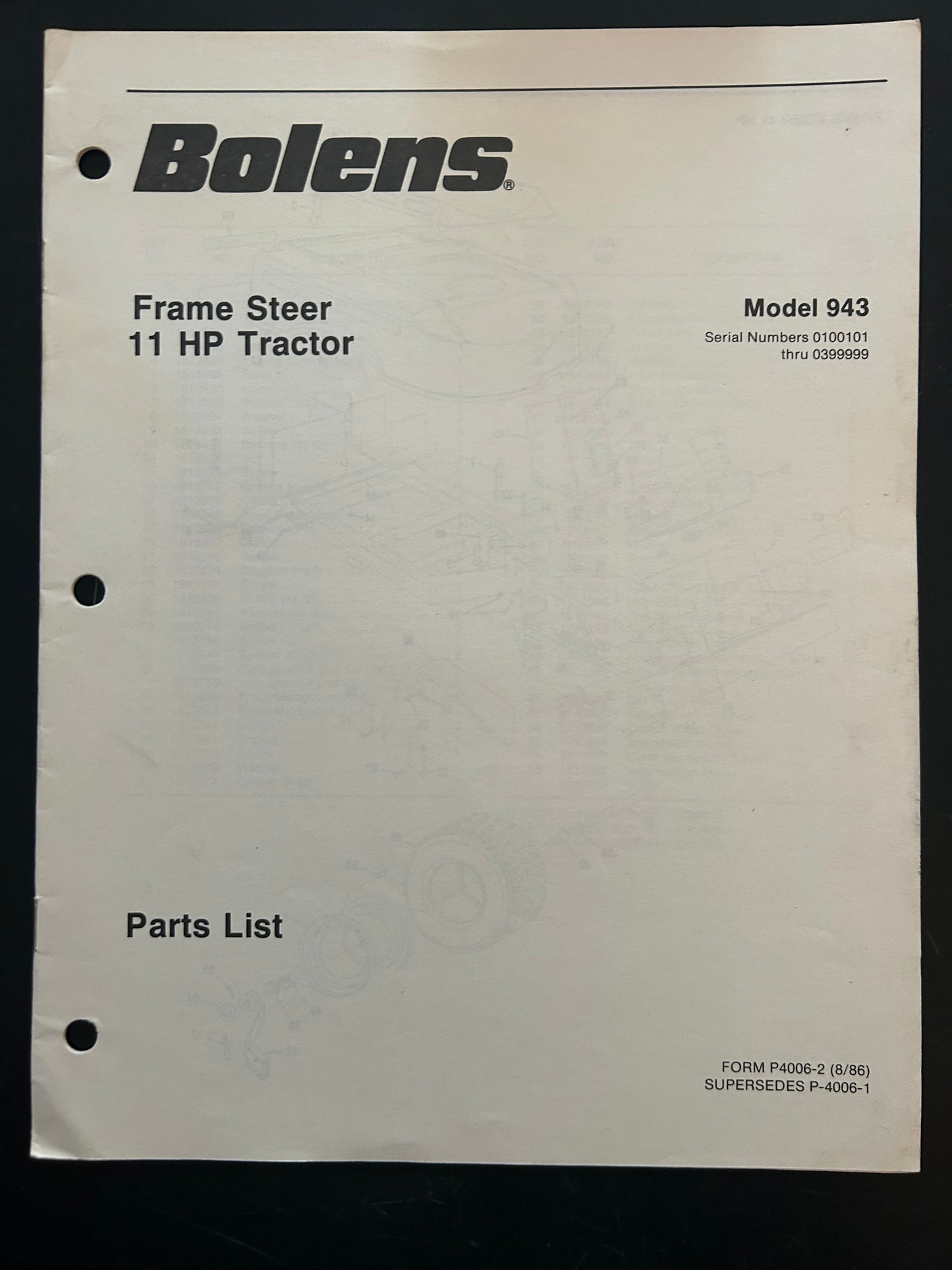 Bolens _ Hydraulic Lift Kit model 18327 _ Parts