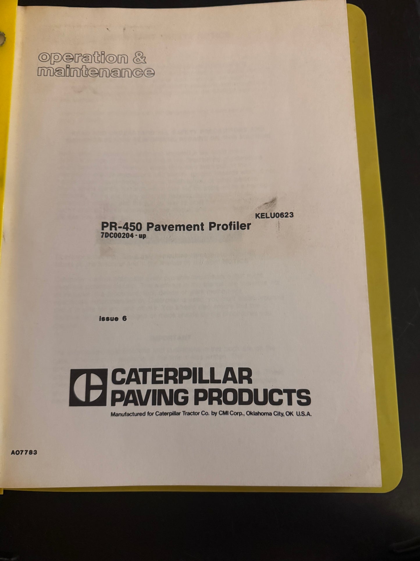 Caterpillar _ PR-450 Pavement Profiler _ Operation & Maintenance