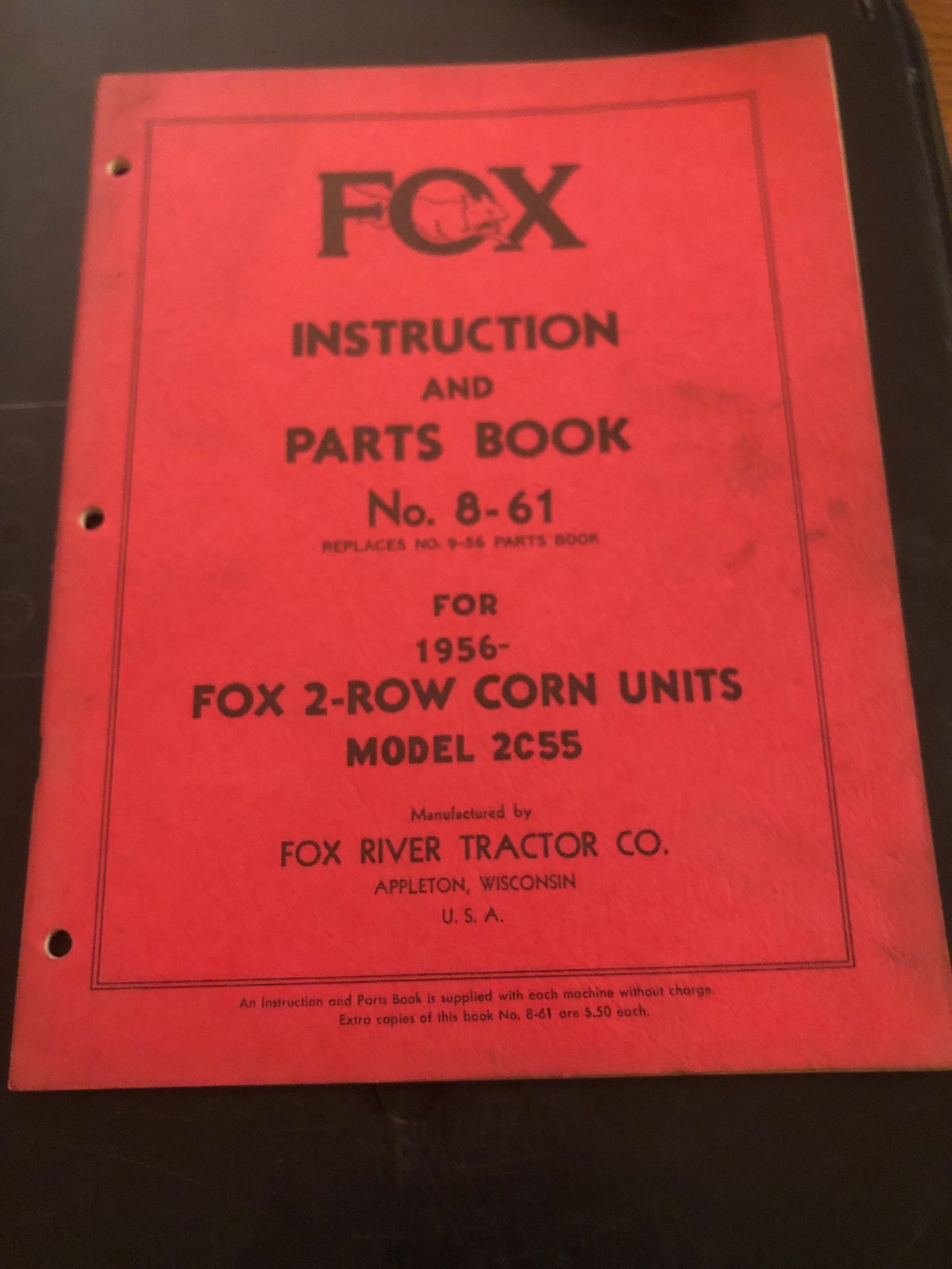 Fox _ 2-row Corn Units model 2C55 _ Instruction & Parts Book no 8-61