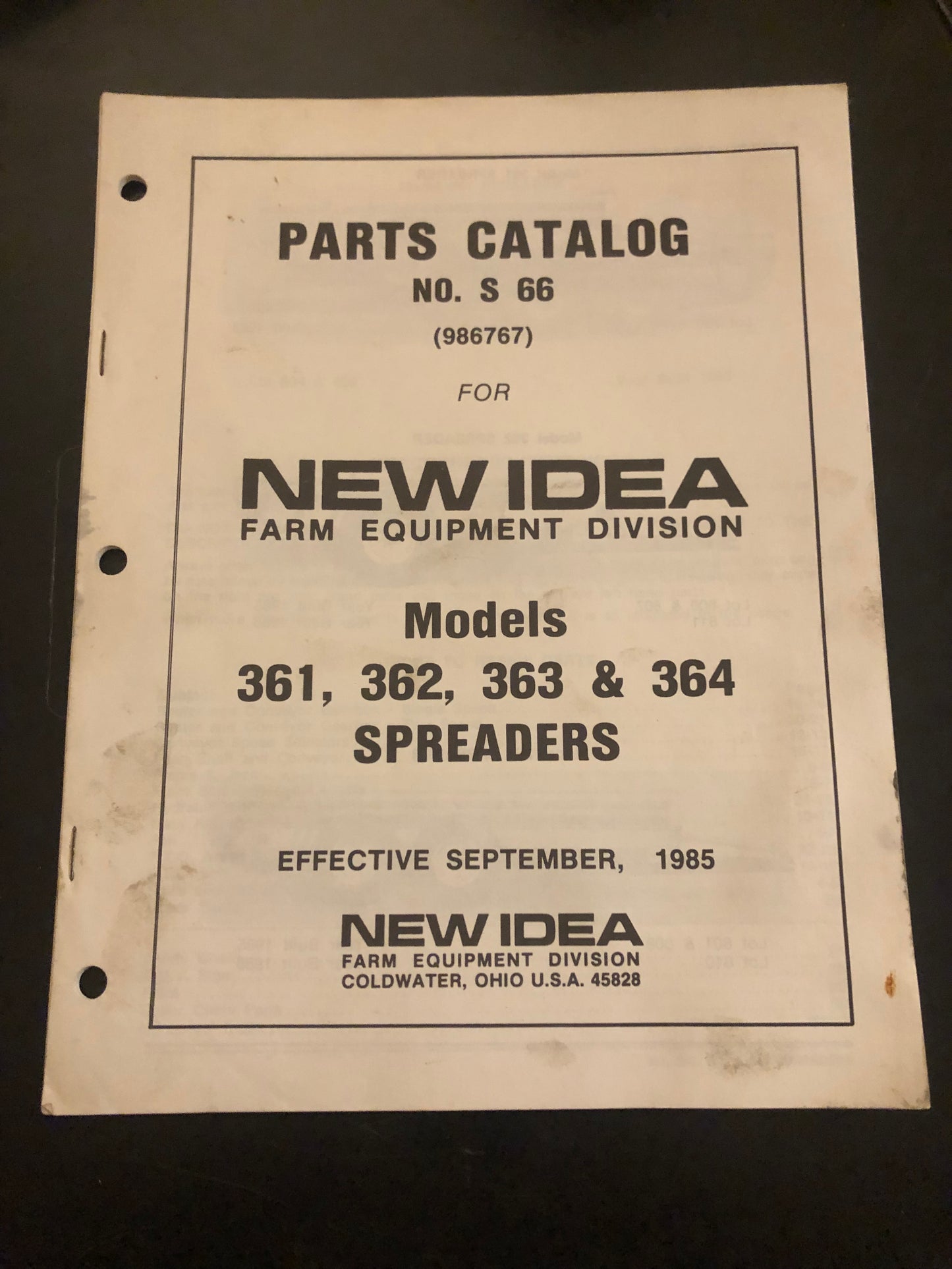 New Idea _ 361, 362, 363 & 364 Spreaders S66 _ Parts Catalog
