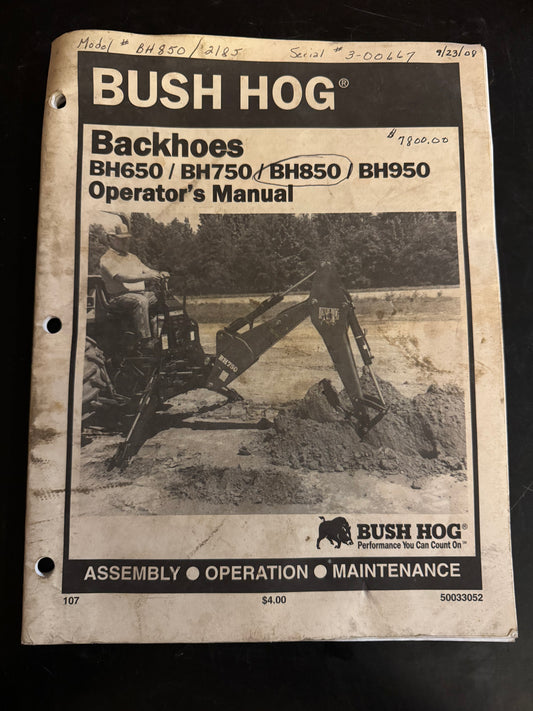 Bush Hog _ Backhoes BH650, BH750, BH850 & BH950 _ Operator’s Manual