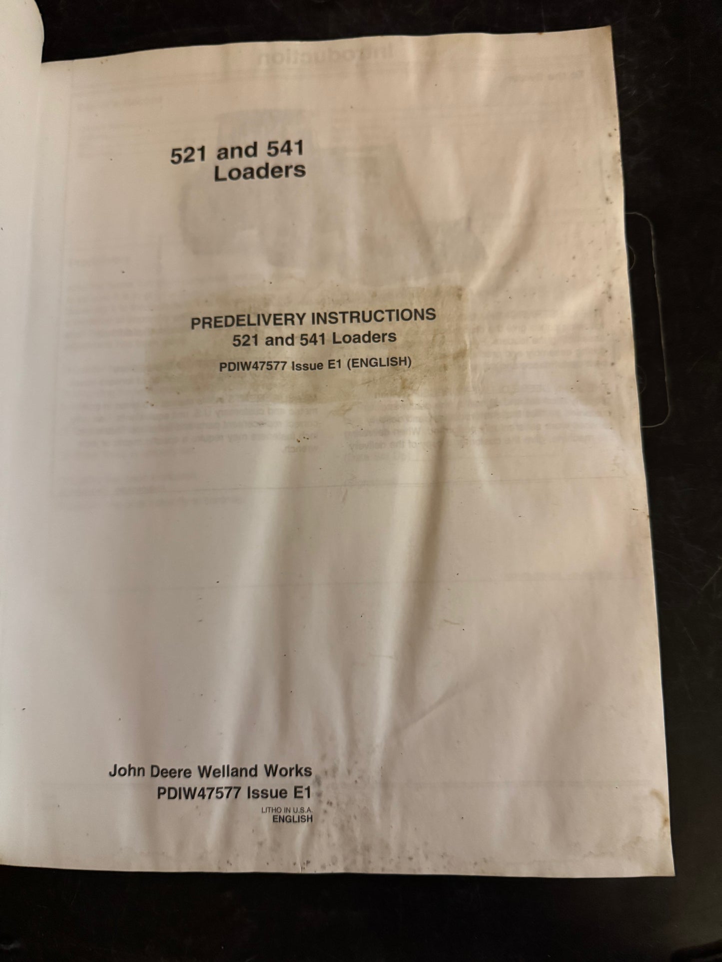 John Deere _ 521 & 541 Loaders _ Predelivery Instructions PDIW47577 E1