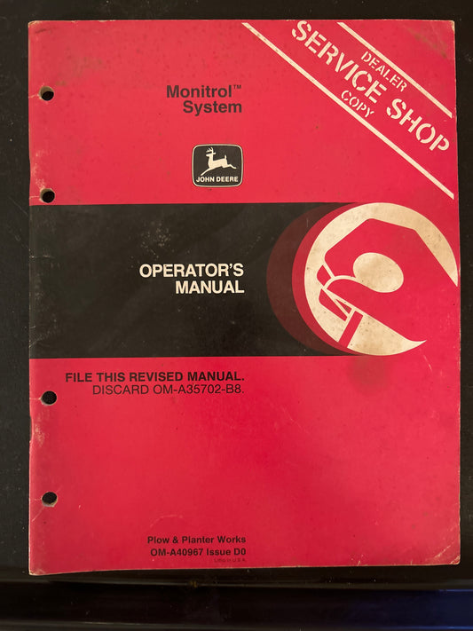 John Deere  _ Monitrol System _ Operator's Manual