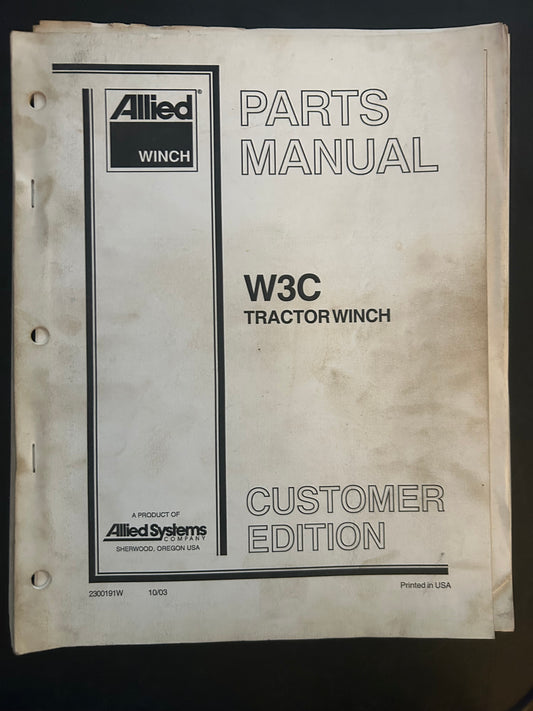 Allied _ W3C Tractor Winch _ Parts Manual