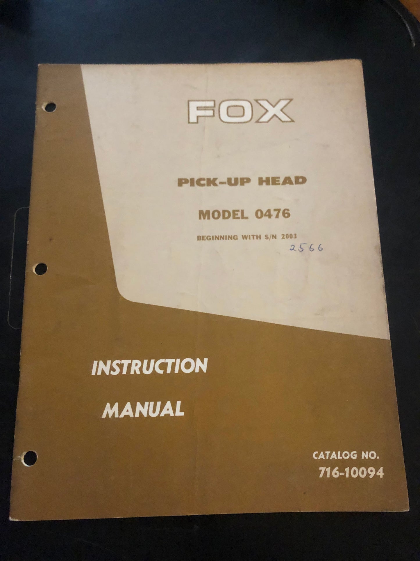 Fox _ Pick-up head model 476 _ Instruction Manual no 716-10094