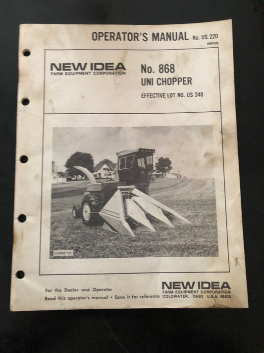 New Idea _No. 868 Uni Chopper US-220 _ Operator’s Manual