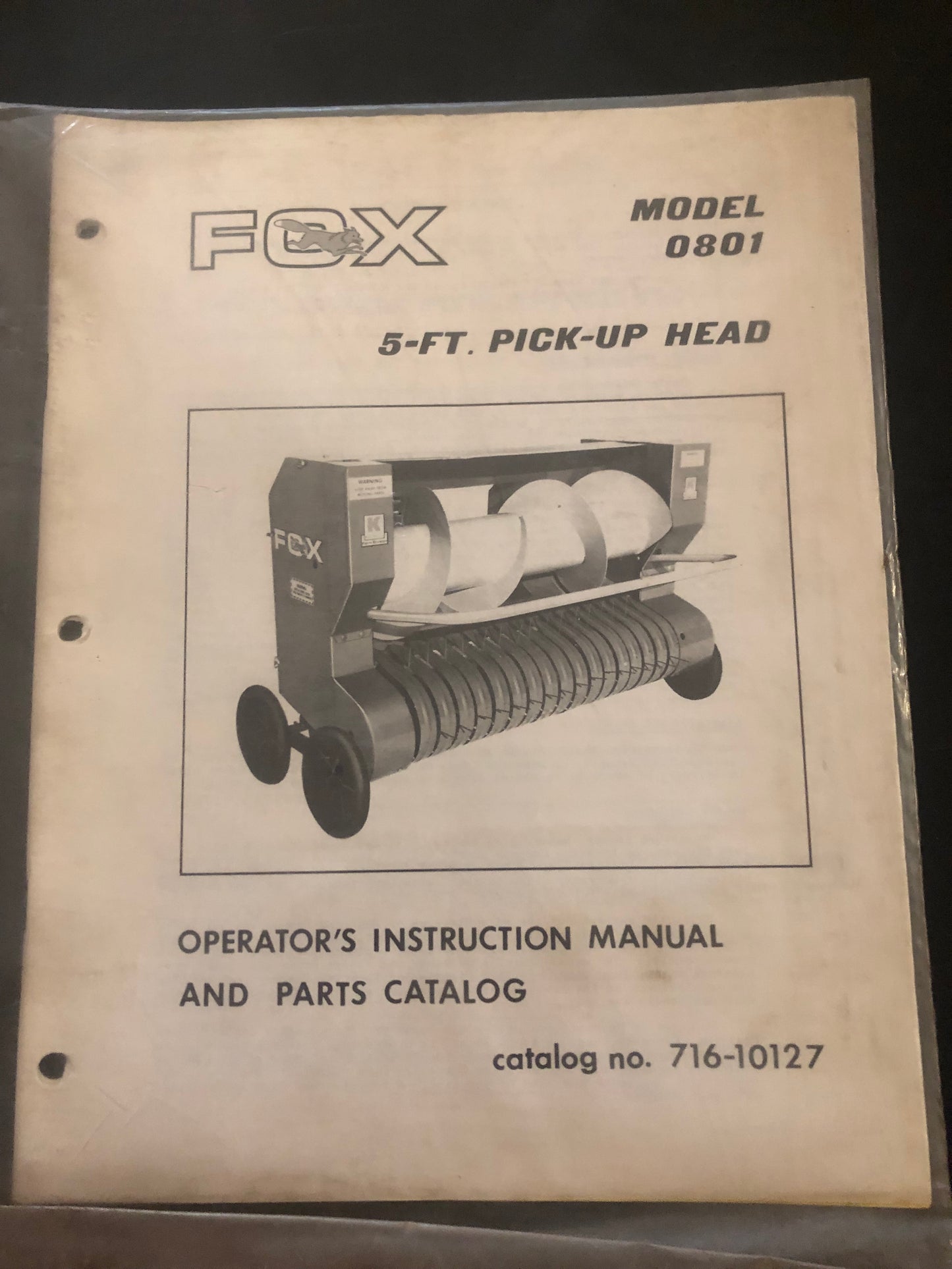 Fox _ 5ft Pick-Up Head model 801 _ Operator’s Instruction Manual & Parts Catalog no 716-10127