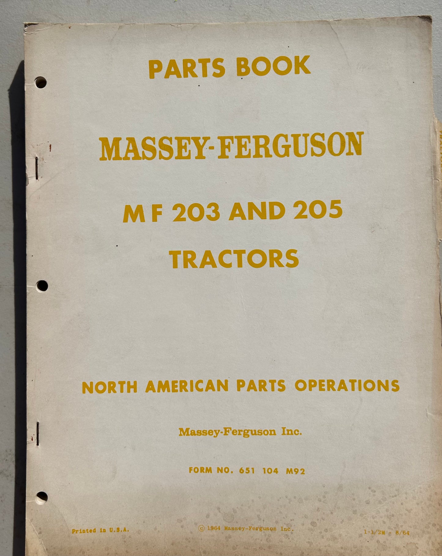 Massey Ferguson 203 & 205 Tractors _ Parts Book