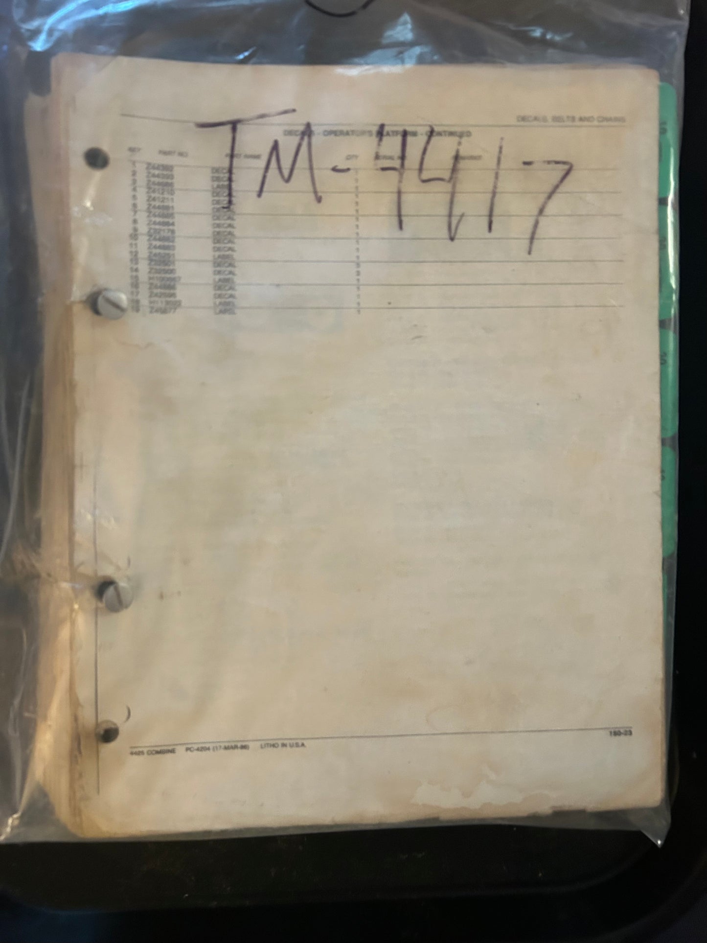 John Deere _ 4425 Combine _ Parts Catalog PC-4204
