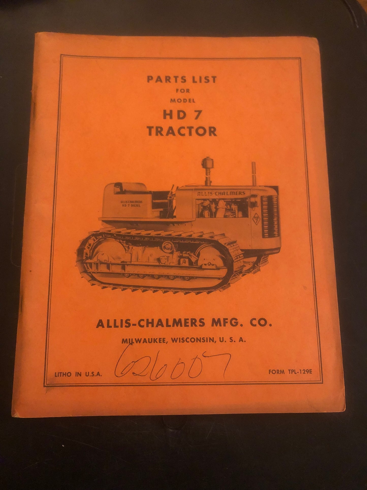 Allis-Chalmers HD 7 Tractor _ Parts List