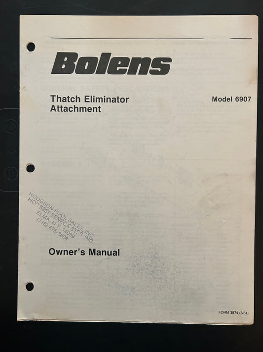 Bolens _ Thatch Eliminator Attachment model 6907 _ Owners Manual