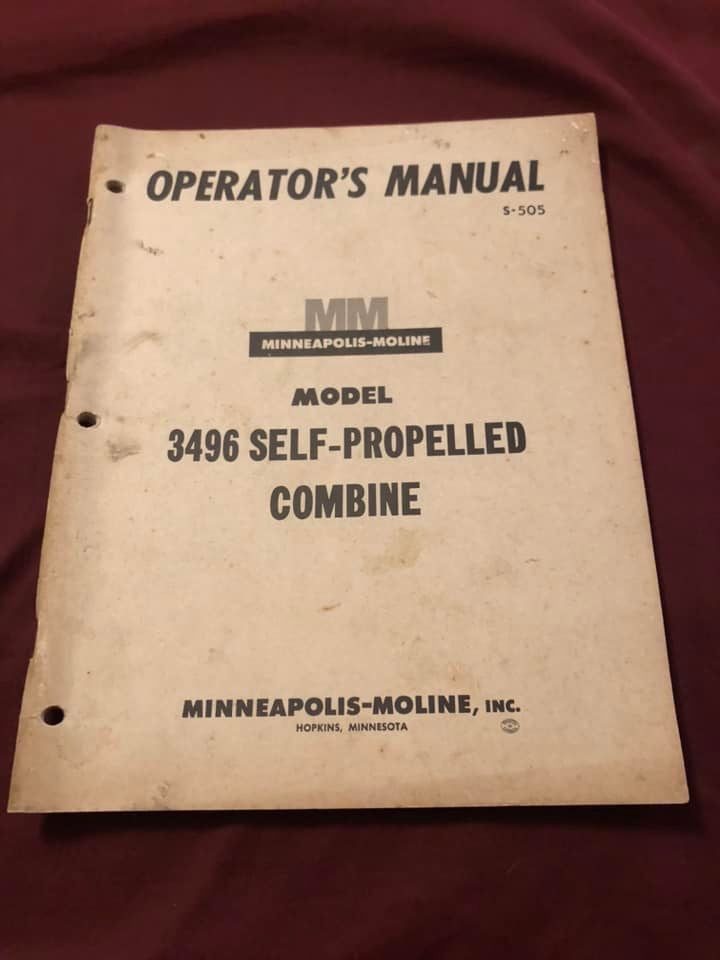 Minneapolis Moline - Model 3496 Self-Propelled Combine - Operator's Manual