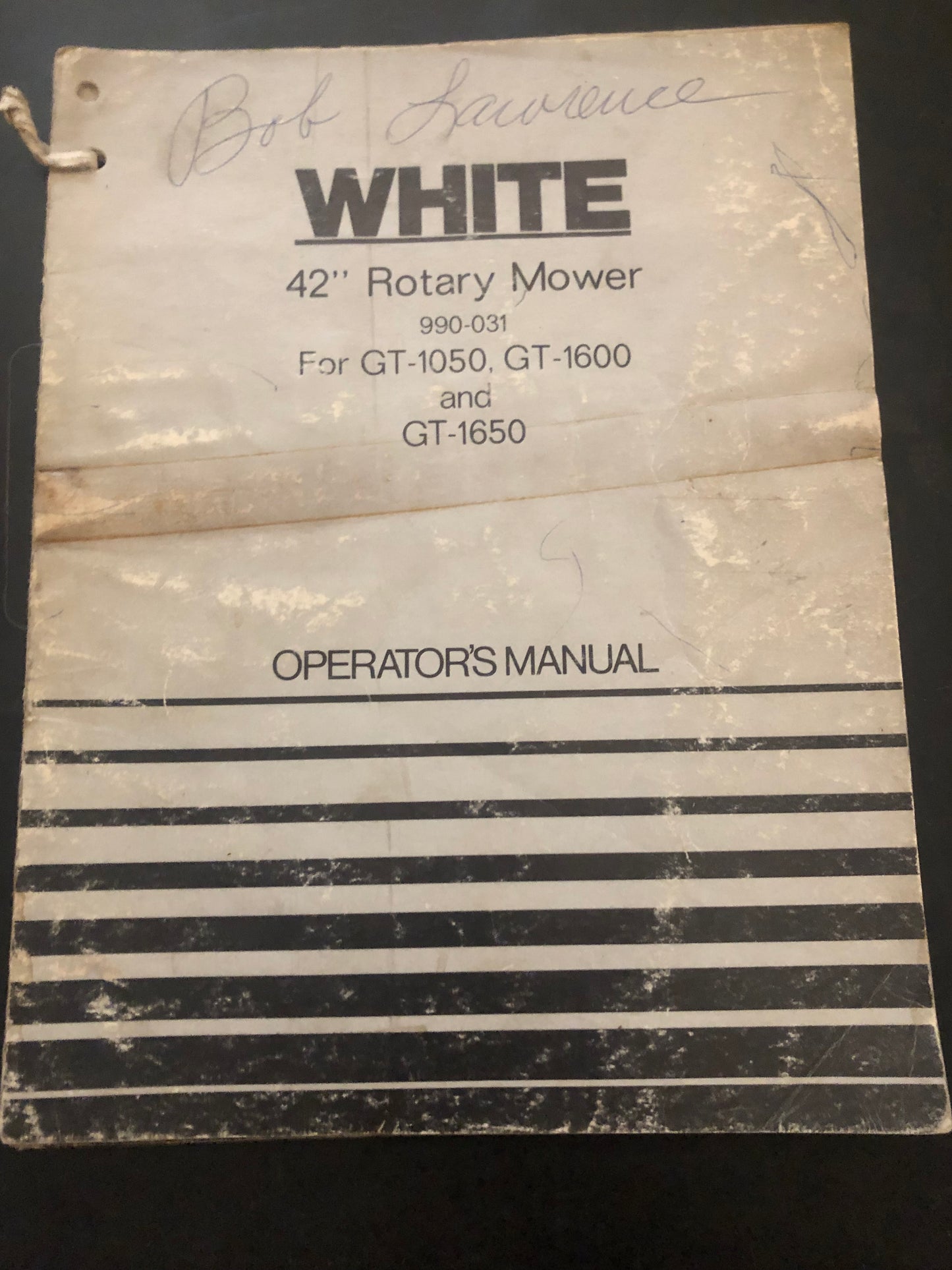 White _ 42” rotary mower for GT-1050 _ Operator’s Manual