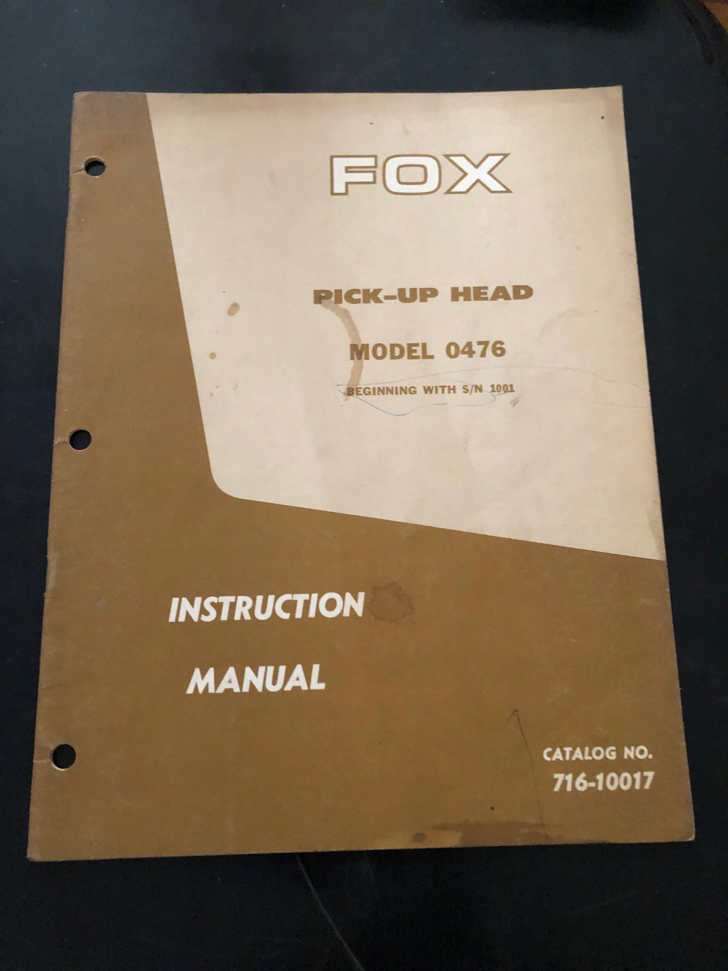 Fox _ Pick-up head model 476 _ Instruction Manual no 716-10094