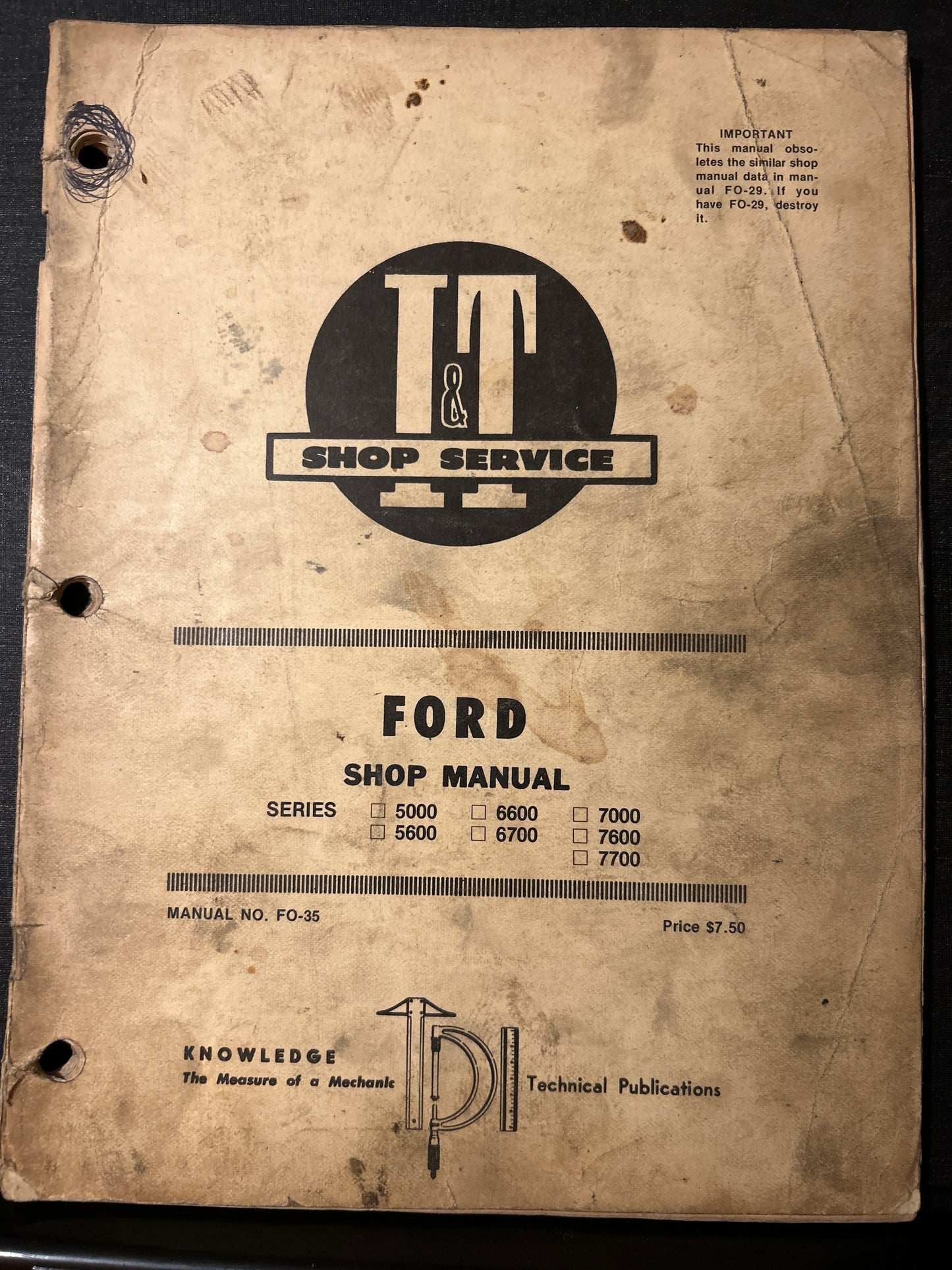 I&T _ Ford series 5000, 5600, 6600, 6700, 7000, 7600 & 7700 _ Shop Manual FO-35