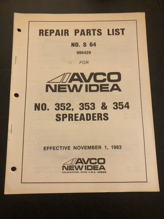New Idea _ 352, 353 & 354 Spreaders S64 _ Repair Parts List