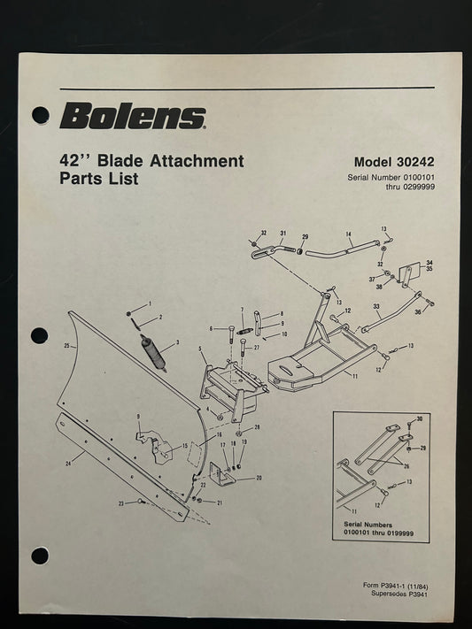 Bolens _ 42” Blade Attachment model 30242 _ Parts List