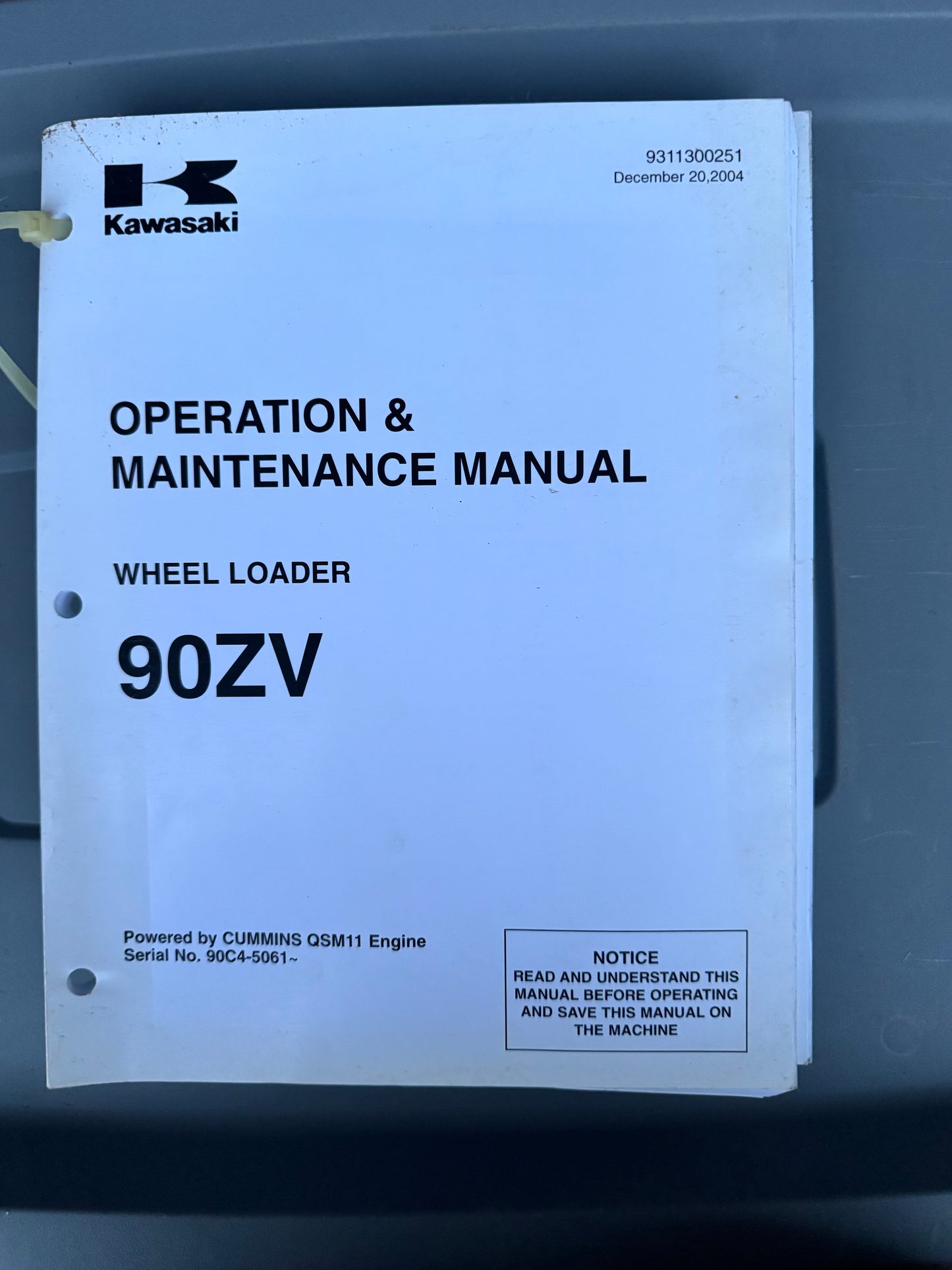 Kawasaki _ 90ZV Wheel Loader _ Operation & Maintenance Manual