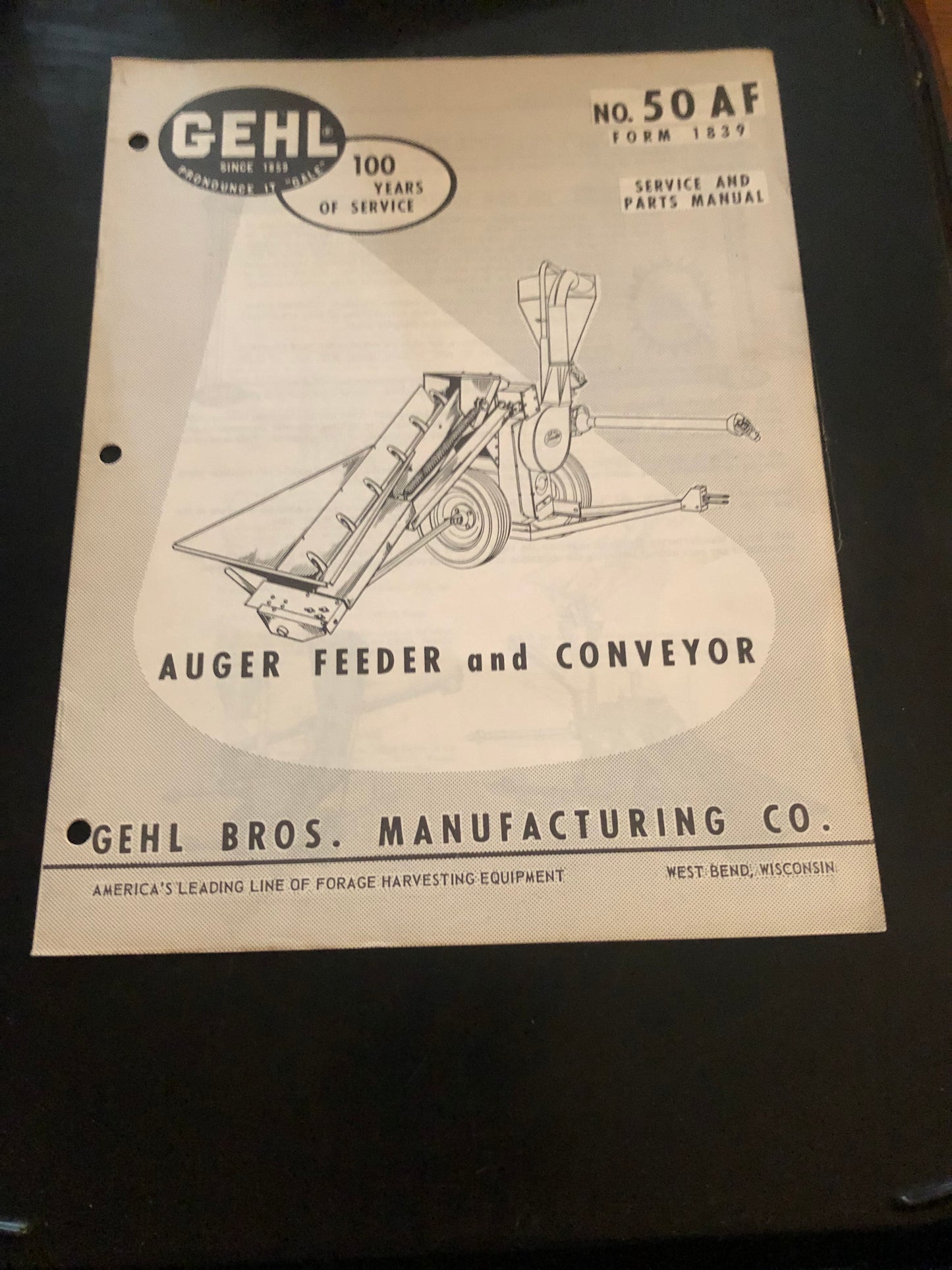 Gehl _ Auger Feeder & Conveyor 50AF _ Service & Parts Manual form #1839