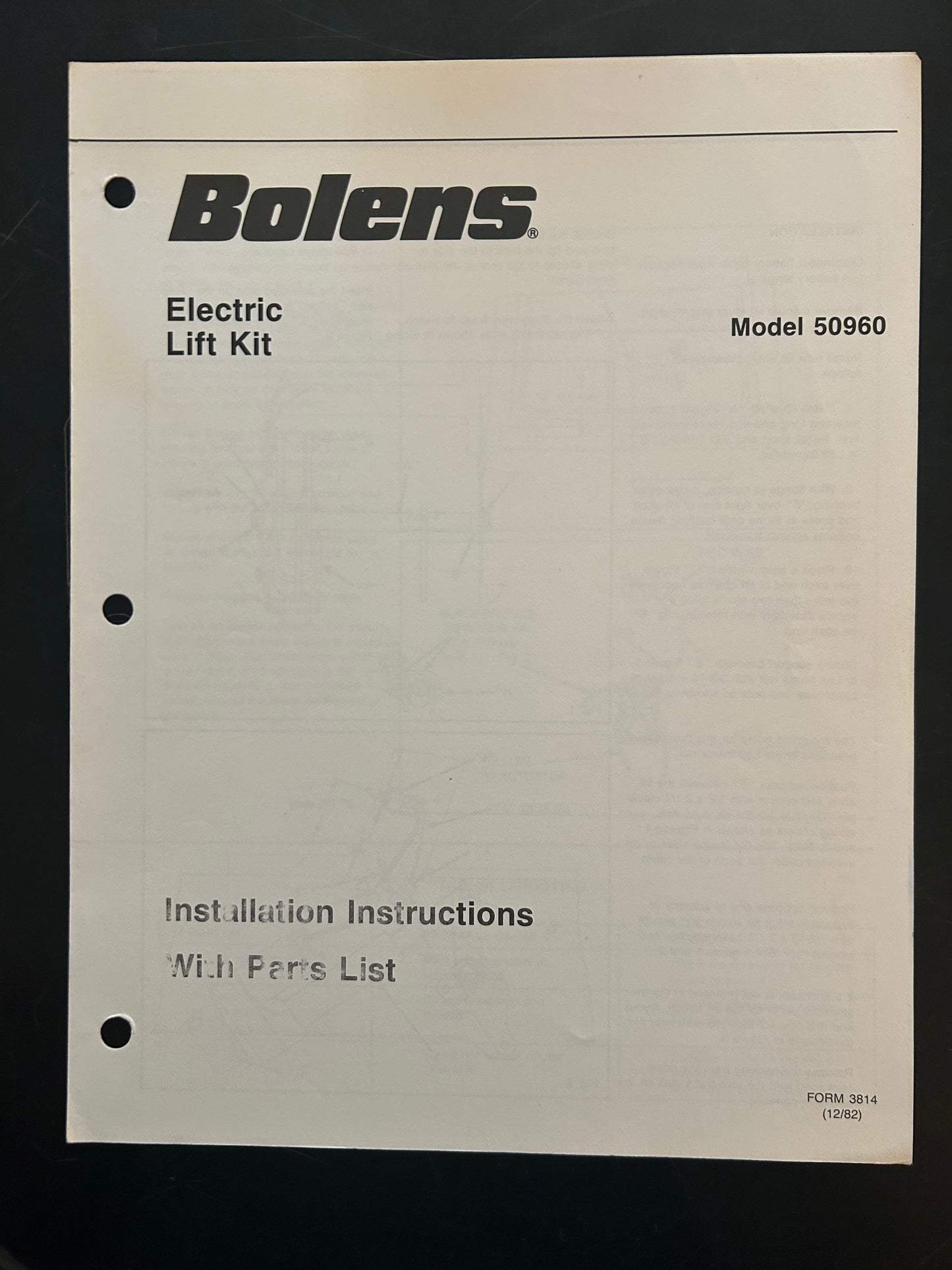 Bolens _ Hydraulic Lift Kit model 18327 _ Parts