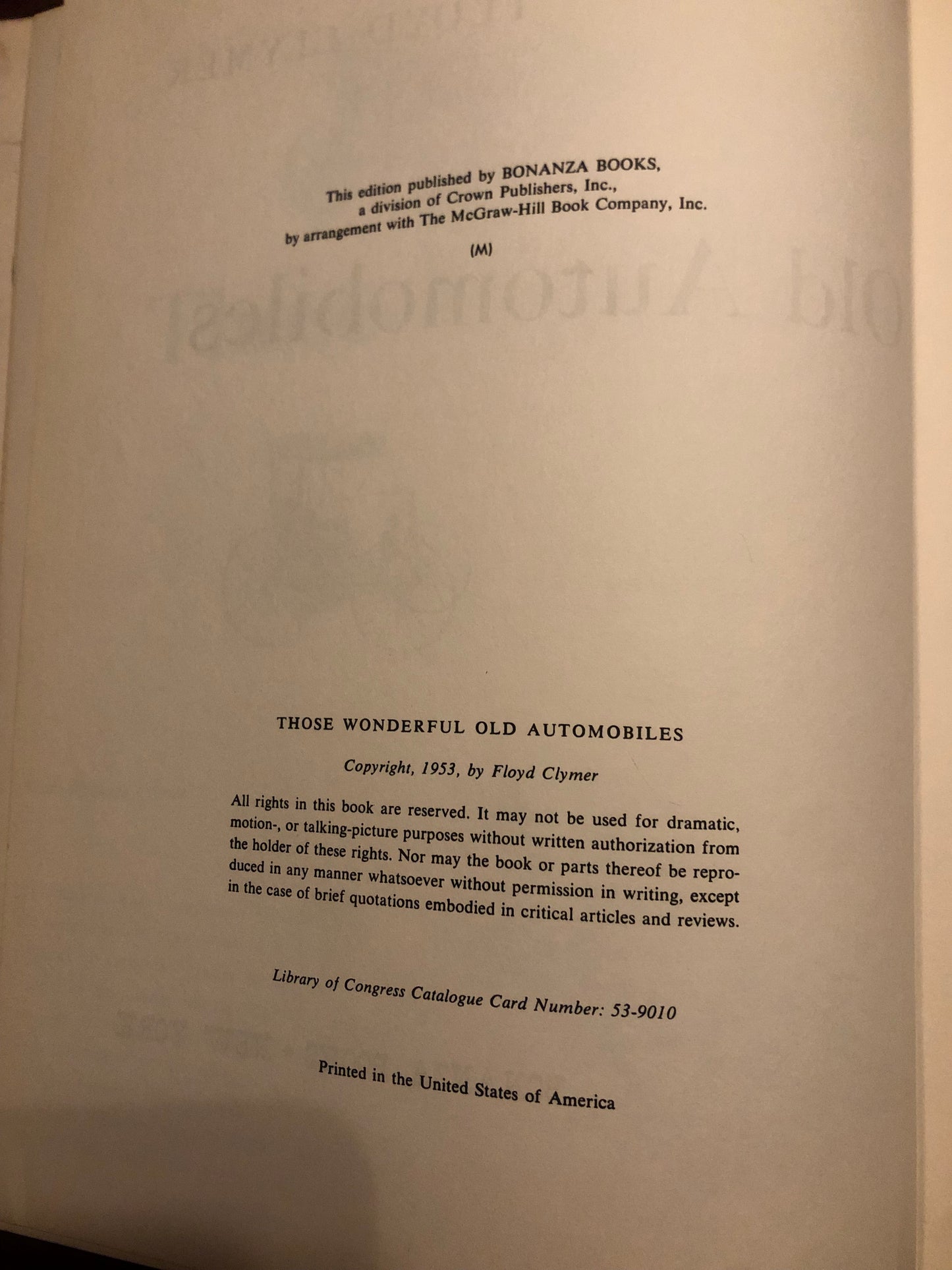 Those Wonderful Old Automobiles by Floyd Clymer