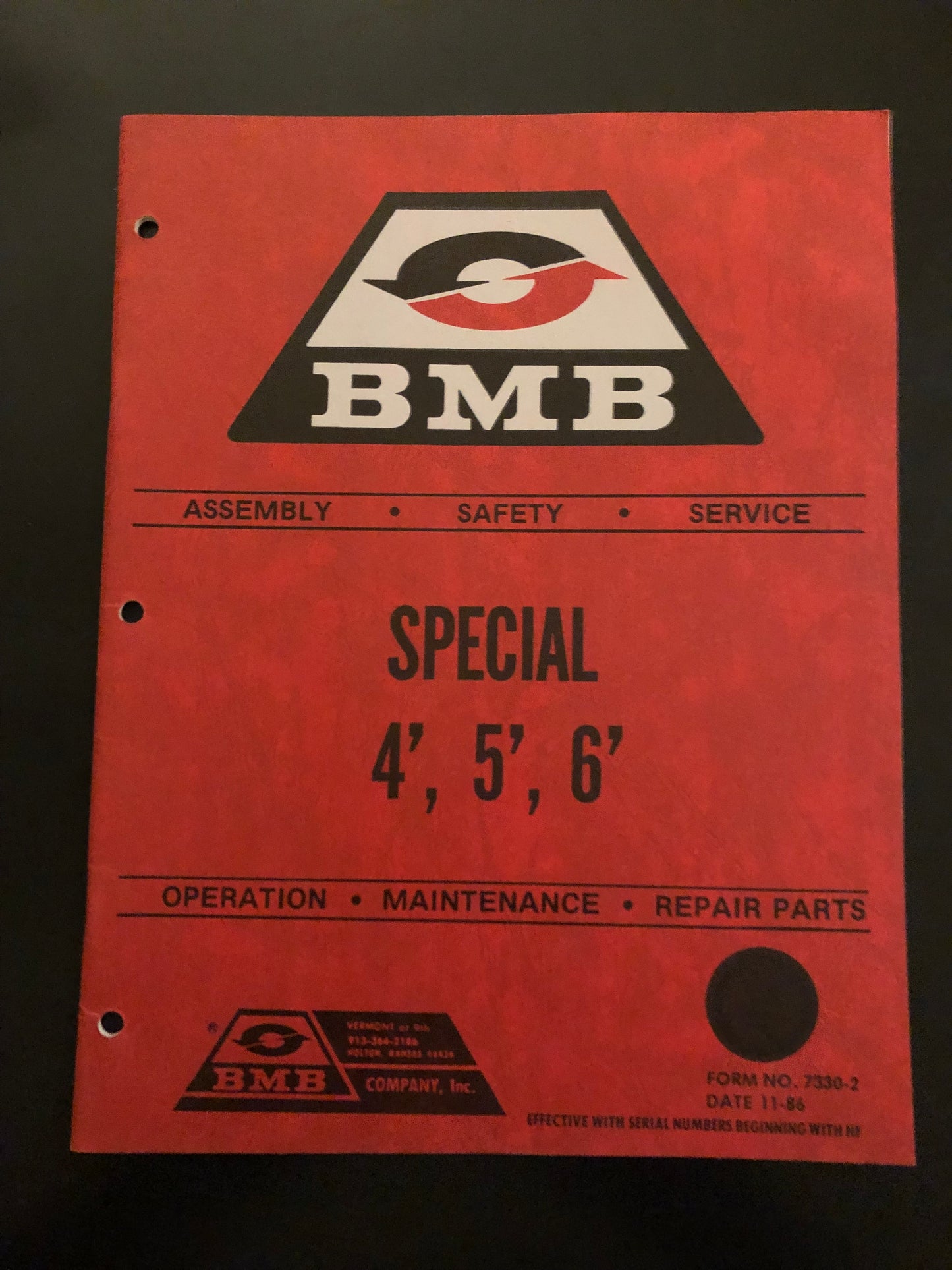 BMB _ Special 4’, 5’, 6’ _ Operation, Maintenance & Repair Parts