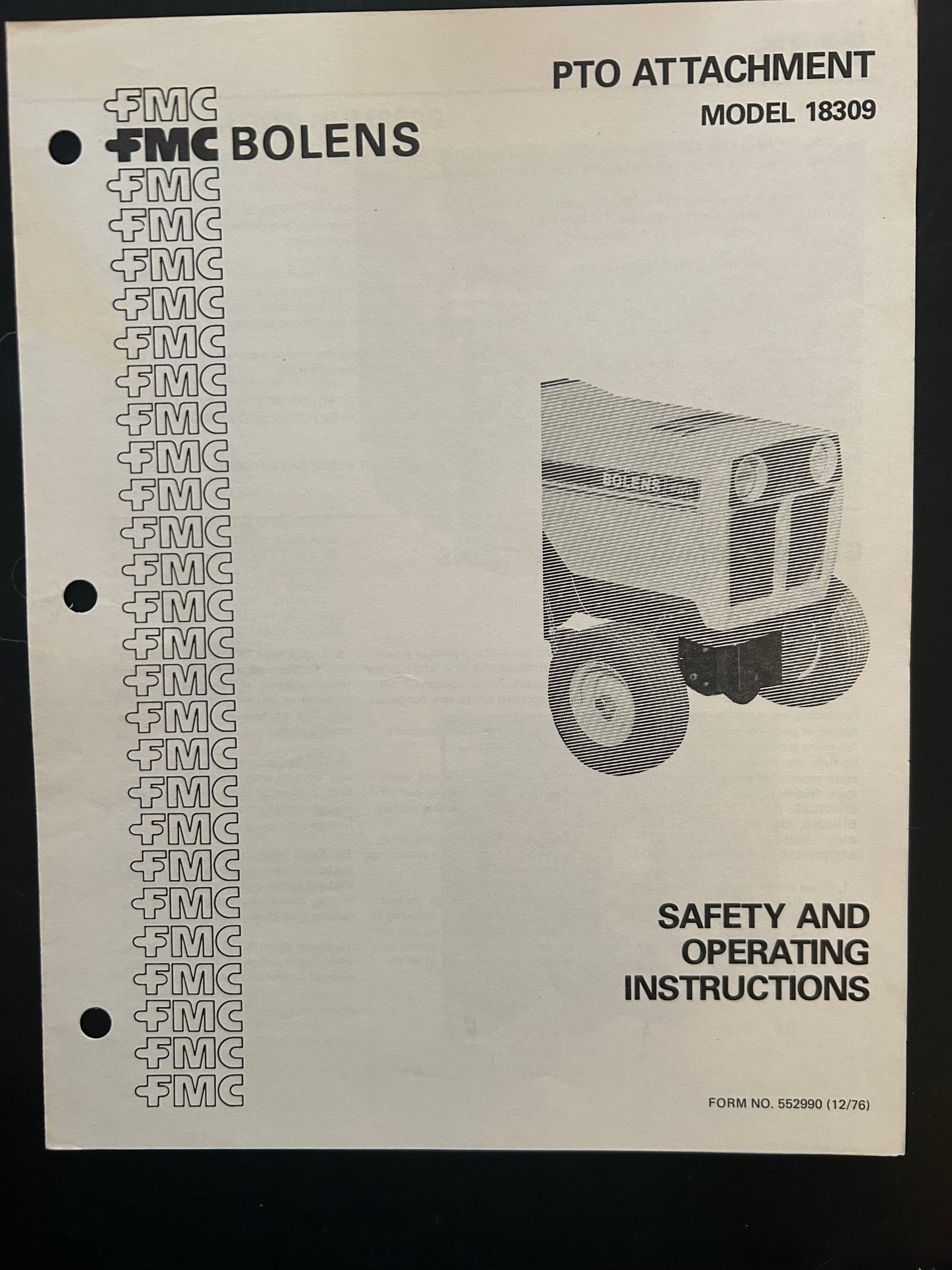 Bolens _ PTO Attachment model 18309 _ Safety & Operating Instructions
