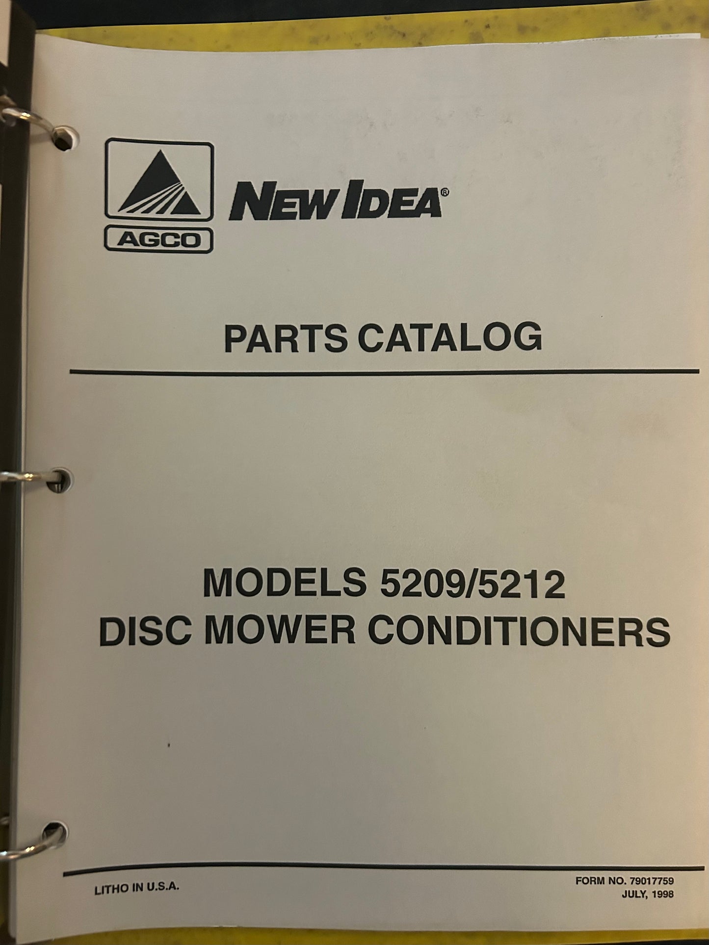 New Idea _ Models 5209 & 5212 Disc Mower Conditioner _ Parts Catalog