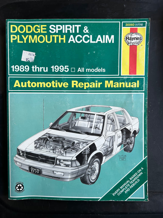 Dodge Spirit & Plymouth Acclaim _ 1989 thru 1995 _ Haynes Automotive Repair Manual