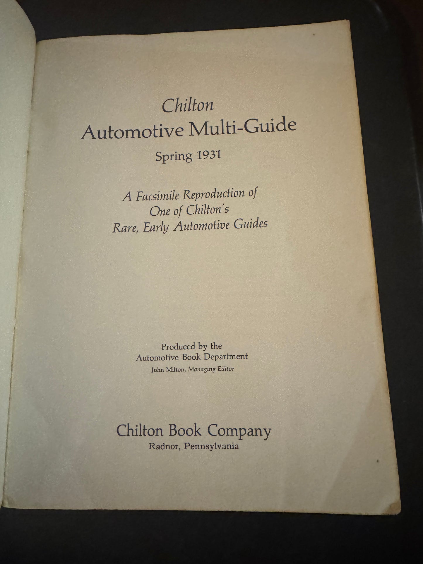Chilton Spring 1931 Automotive Multi-Guide